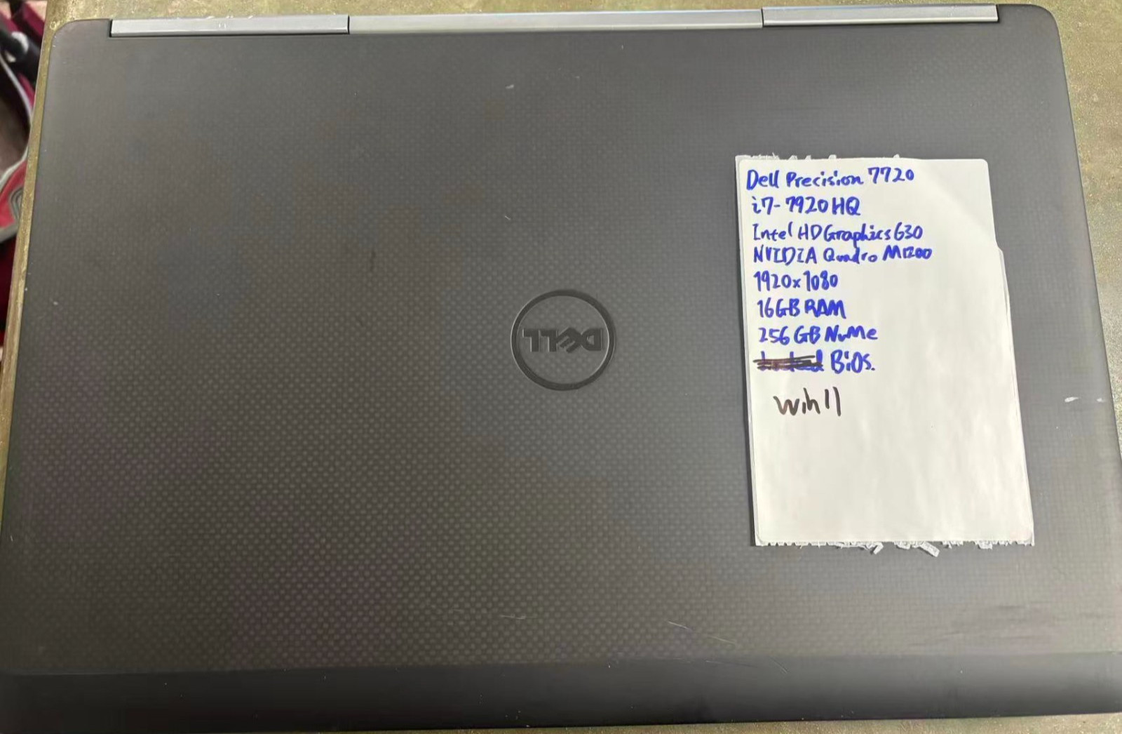 Dell Precision 7720 17.3″ i7-7920HQ 16GB RAM 256GB NVMe Quadro M1200 Win11 Pro