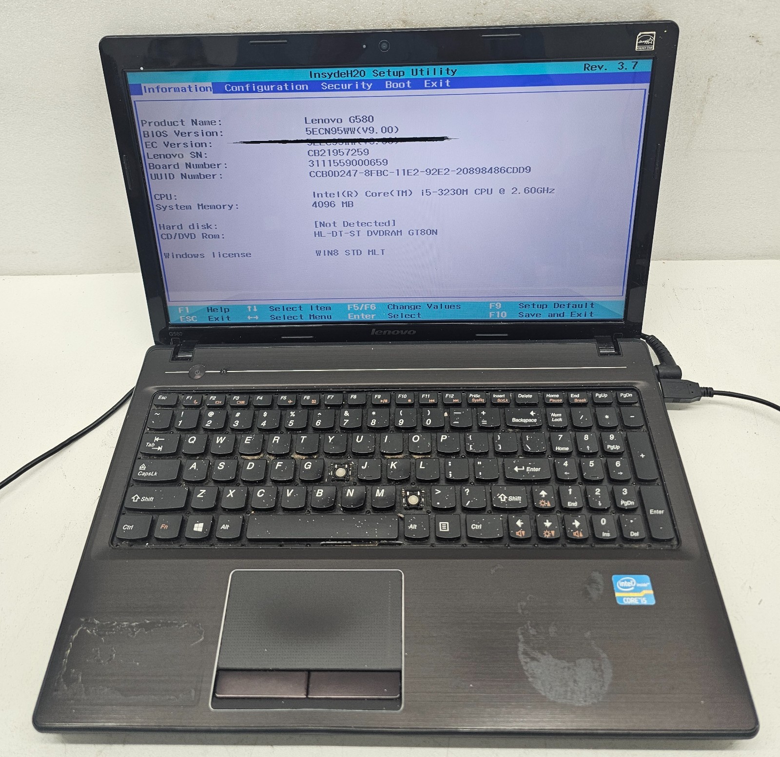 Lenovo G580 15.6″ Laptop Intel Core i5-3230M 4GB Ram NO HD/OS (FL)