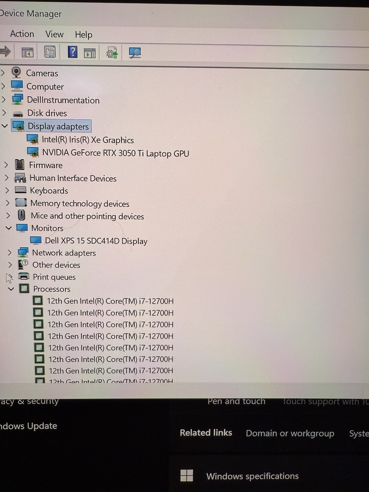 Dell XPS 15 9520 – Core i7 12700- GeForce RTX 3050ti- 1Tb SSD