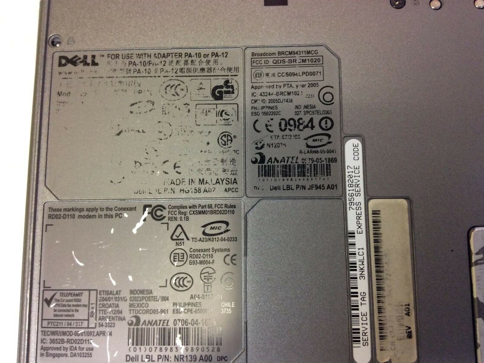 Dell Latitude D520 14”Laptop Intel Core Duo 1.0GHz 1GB RAM No HDD With Caddy