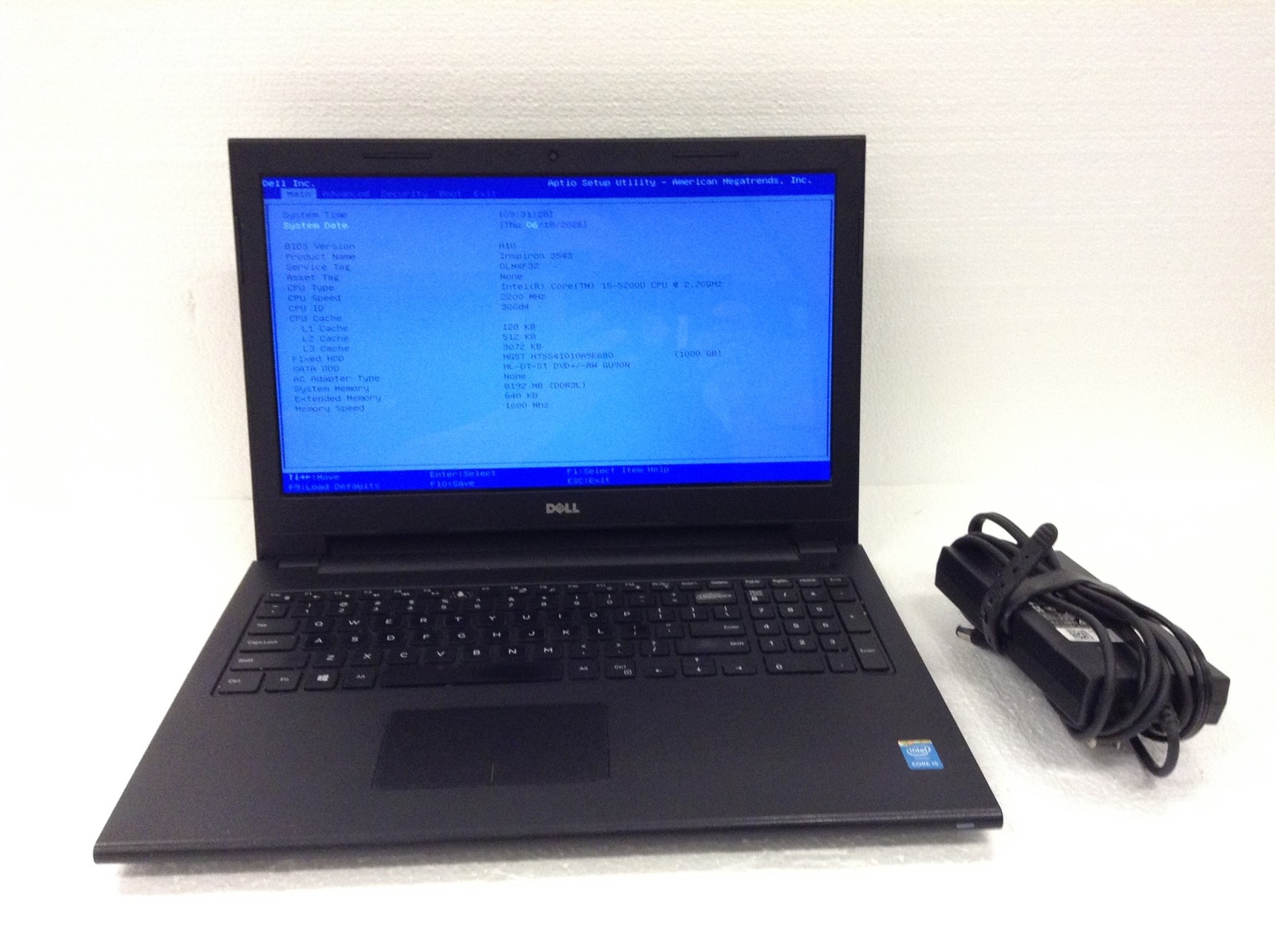 Dell Inspiron 15 3543 Laptop i5-5200U 2.20GHz 8GB RAM 1TB HDD DVD-RW WiFi Webcam