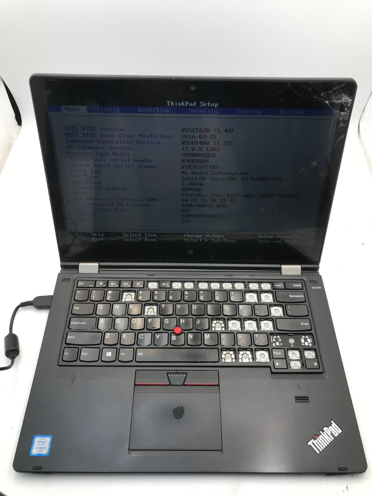 Lenovo ThinkPad Yoga 460 Intel i5-6200U 14″ – BOOTS/BAD DISPLAY/MISSING KEYS-MZ