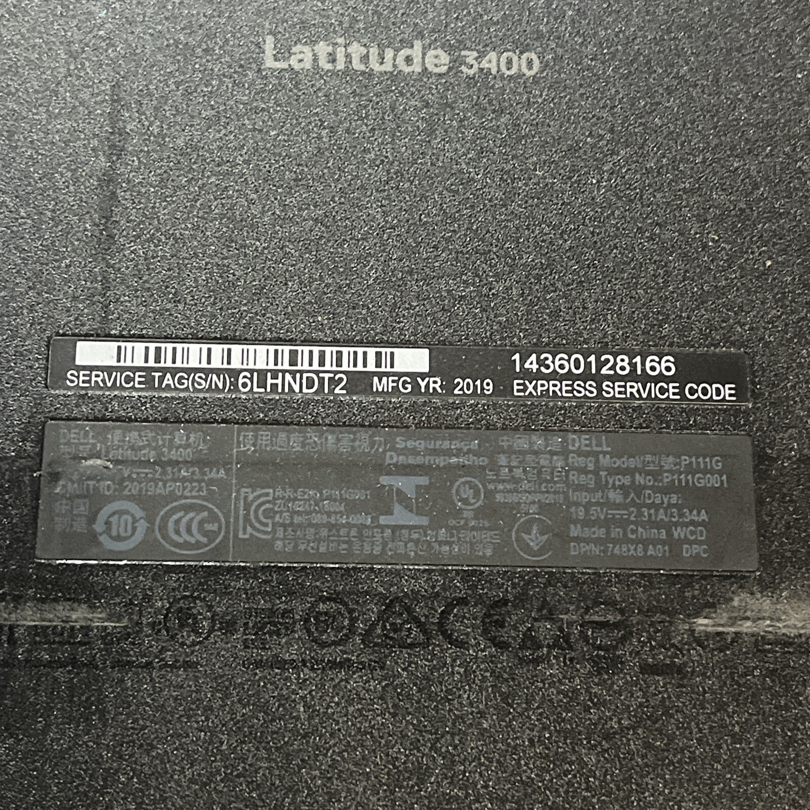 DELL LATITUDE 3400 INTEL CORE I3-8145U 2.10GHZ 8GB RAM NO HD
