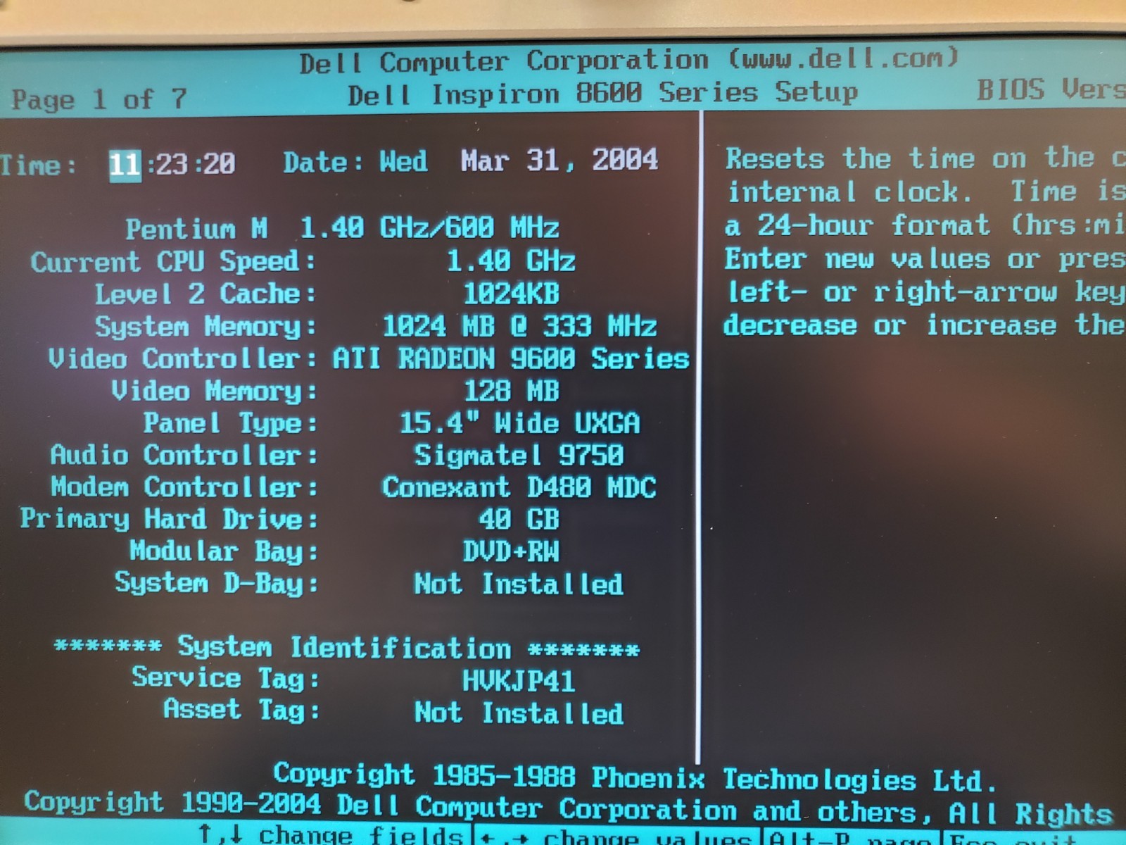 Vintage Dell Inspiron 8600 Laptop Intel M 1.4GHz 1GB 40GB WinXP 15.4″ Bright!