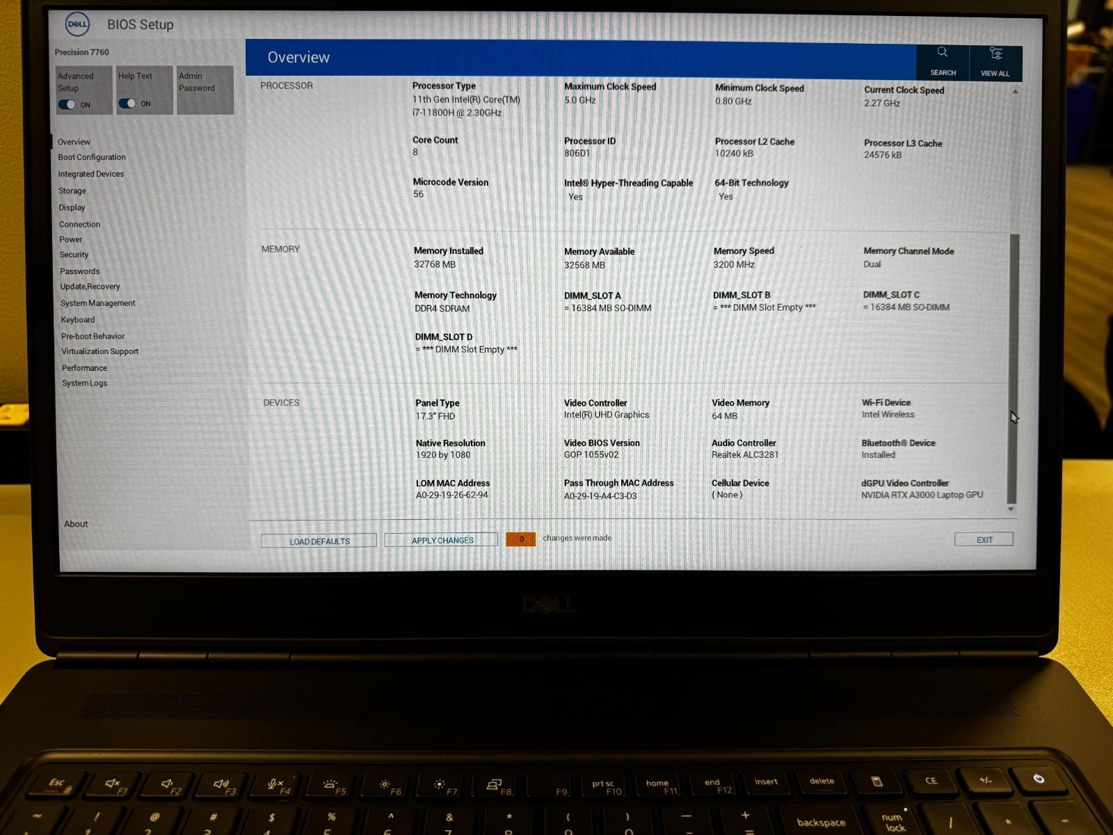B Grade Dell Precision 17.3′ 7760 512GB SSD 32 GB RAM i7-11800H RTX A3000 NO OS!