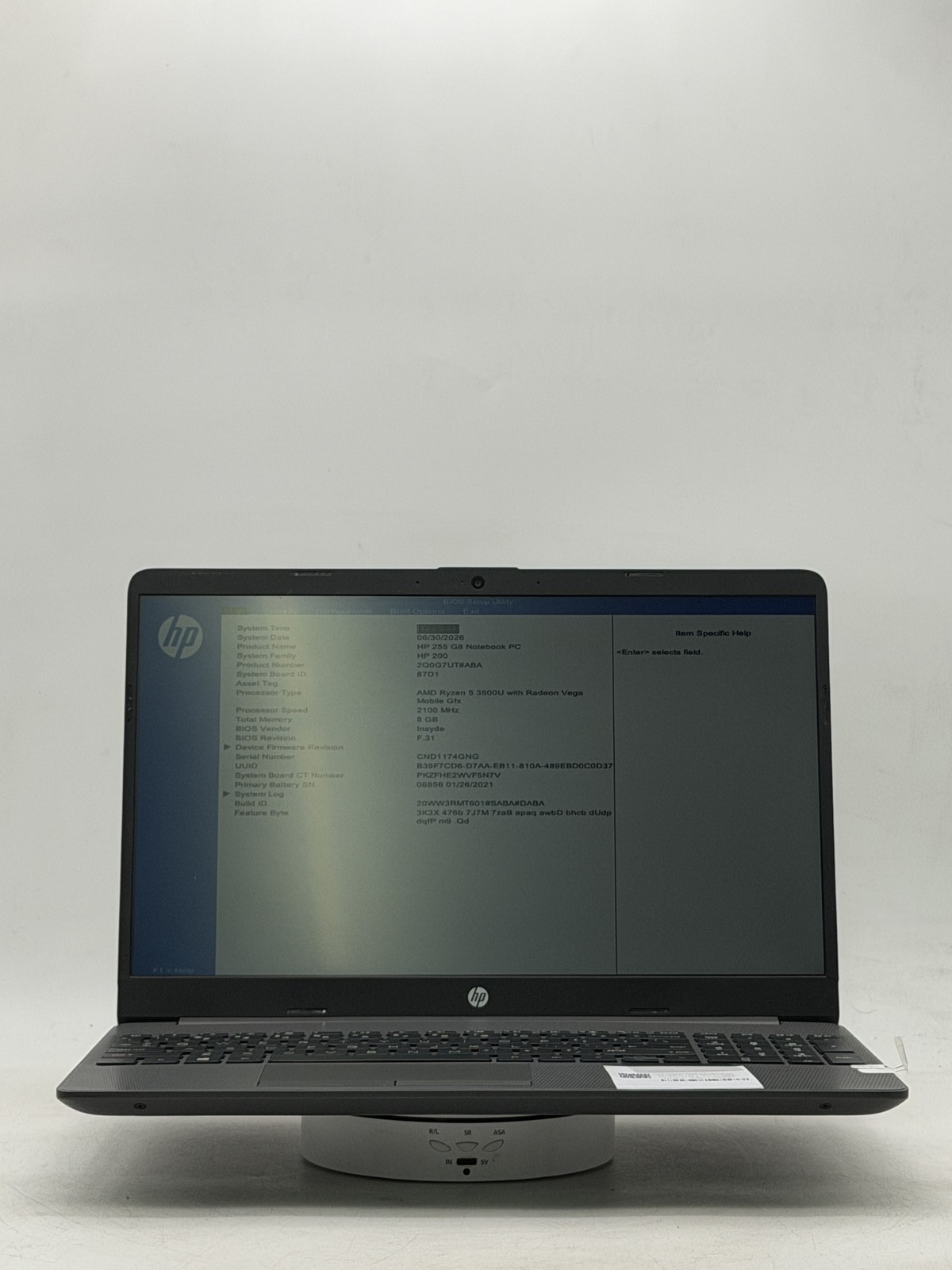HP 255 (G8) Notebook PC 15.6″ AMD Ryzen 5 3500U 8GB 256GB |NO OS Read|