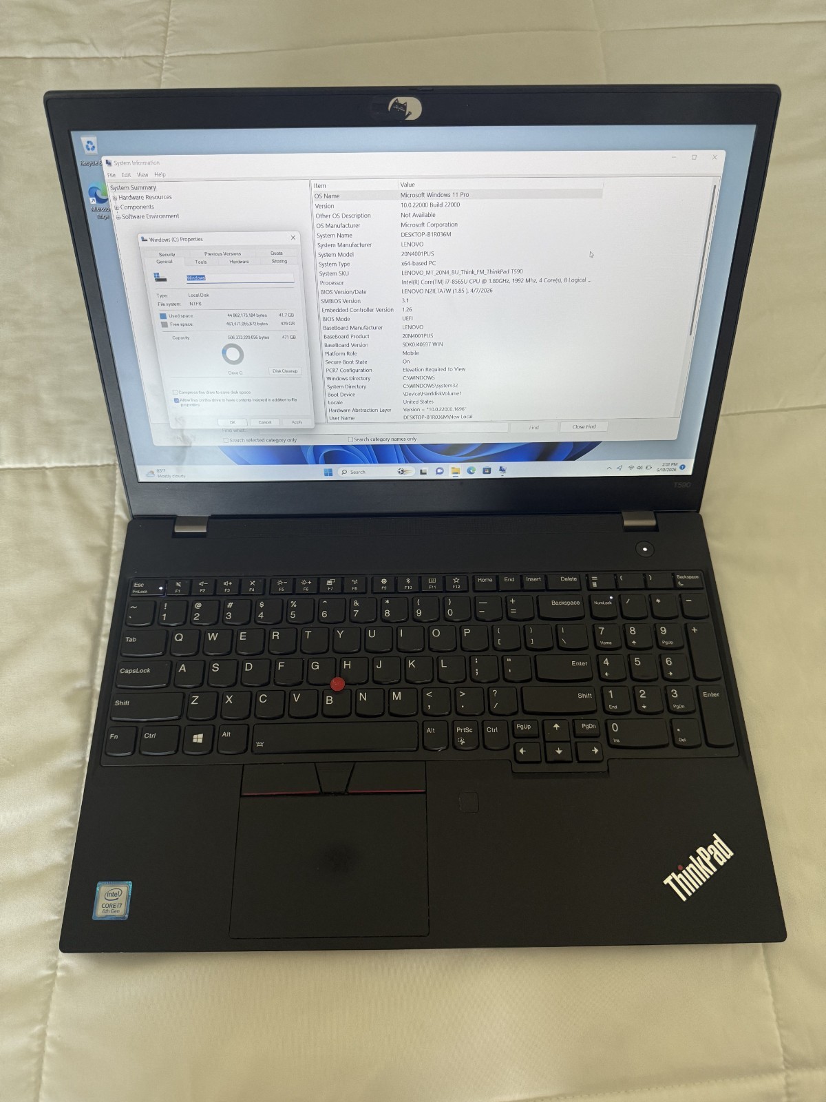 Lenovo Thinkpad T590 Laptop 15.6” FHD Core i7 16GB RAM 471GB SSD Windows 11 HDMI