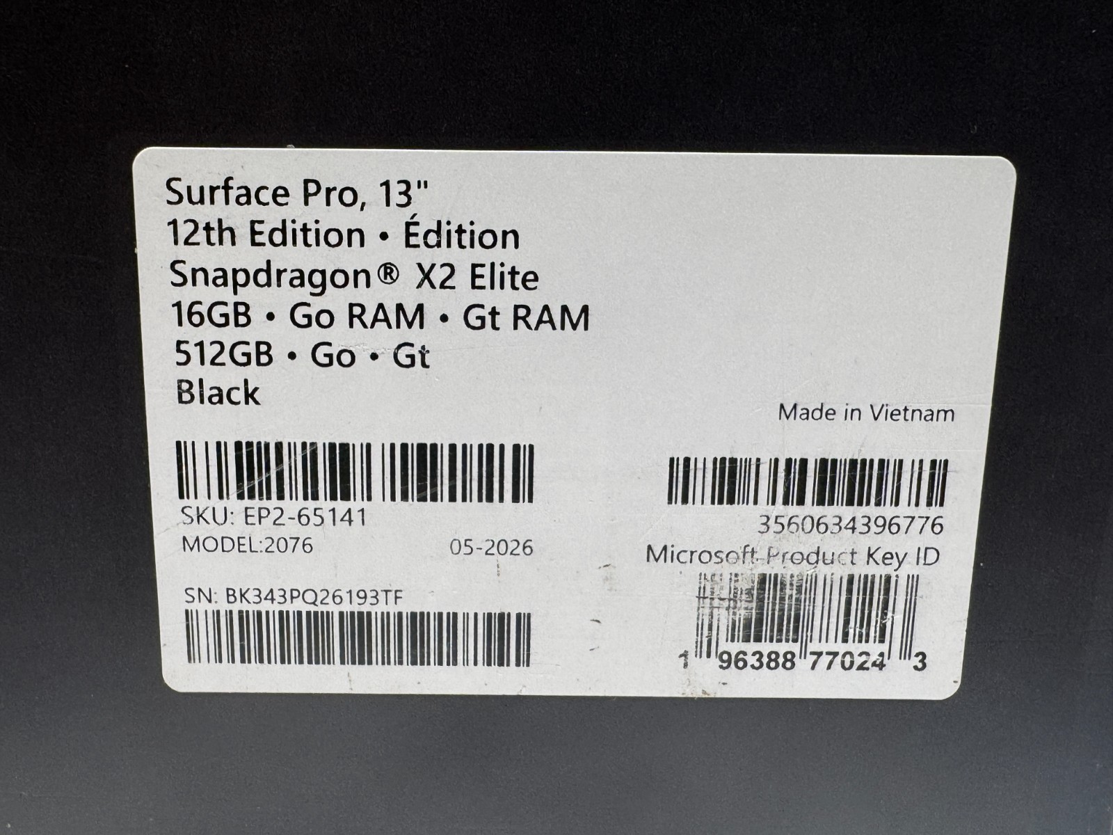 NEW SEALED Microsoft Surface Pro 12th Ed 13in Snapdragon X2 Elite 16GB 512GB