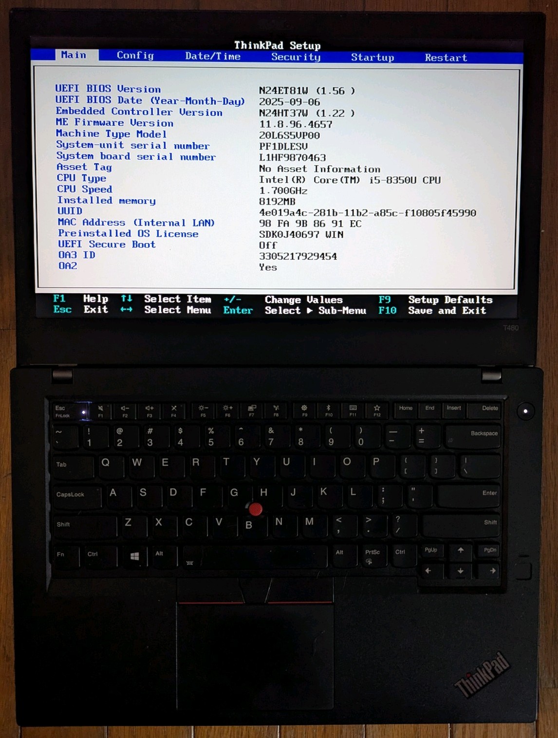 Lenovo thinkpad T480 i5-8350U 8 GB RAM, M.2 Carrier, 256GB M.2 SSD
