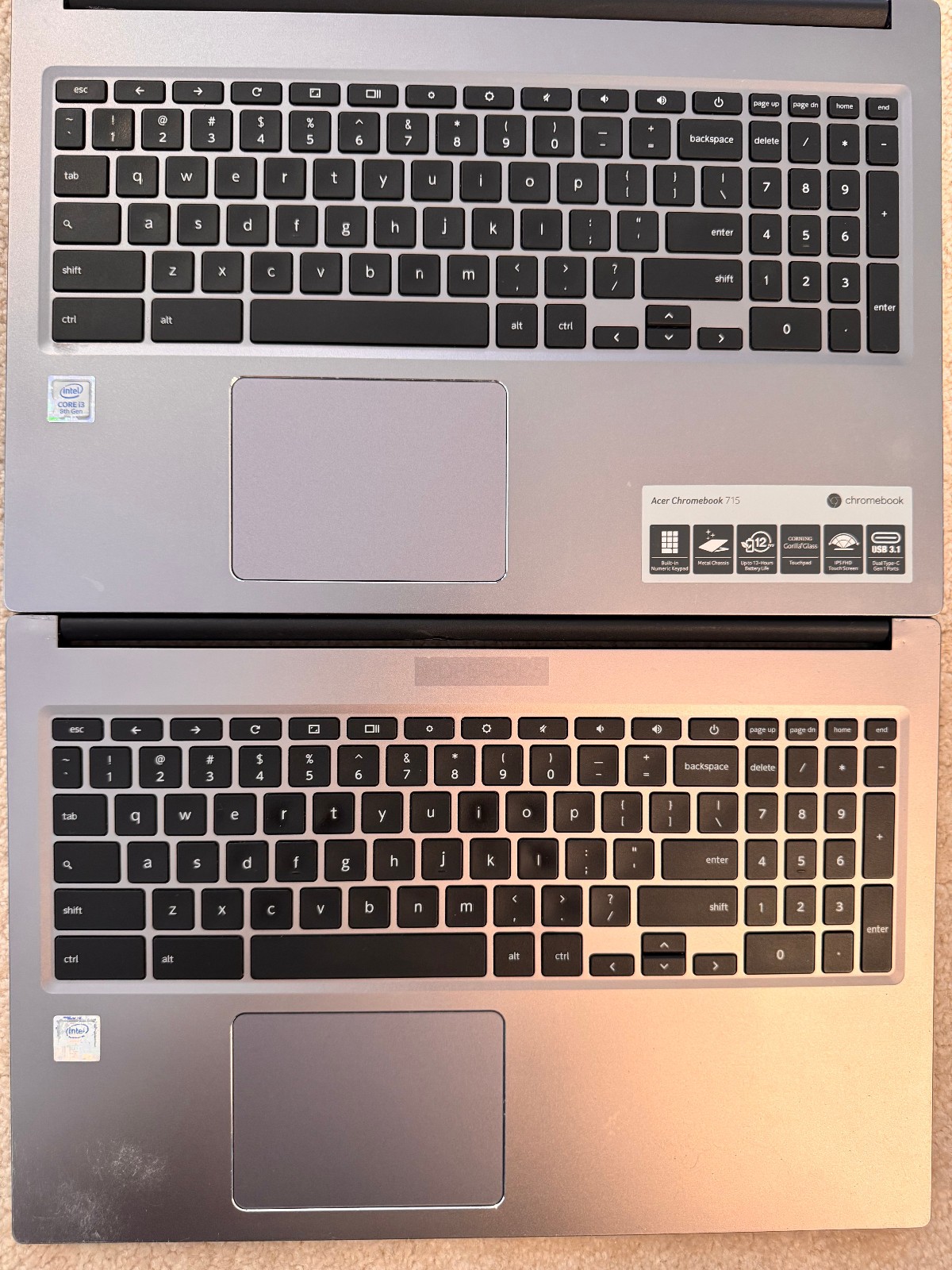 LOT 2 ACER CHROMEBOOK CB715-1W N18Q11 15.6″ TOUCH 128GB/4GB INTEL CORE i3-8130U