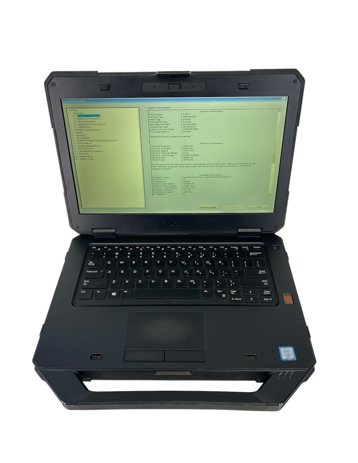 Dell Latitude 14 Rugged 5414 Laptop 14 in Touchscreen i7-6600U 8GB RAM No SSD