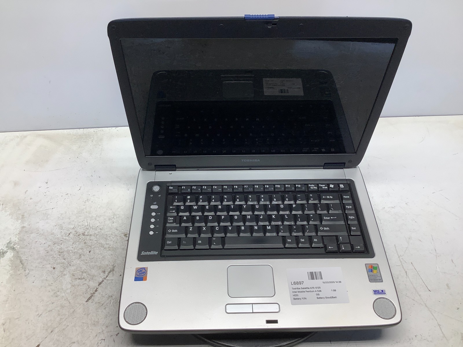 Toshiba Satellite A75-S125 Intel Mobile Pentium 4 538 3.2GHz 1 GB NO HDD/Battery