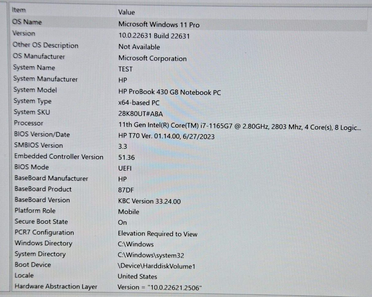 HP Probook 430 G8 Intel Core i7-1165G7 2.8GHz 16GB RAM 238GB SSD *BAD USB*