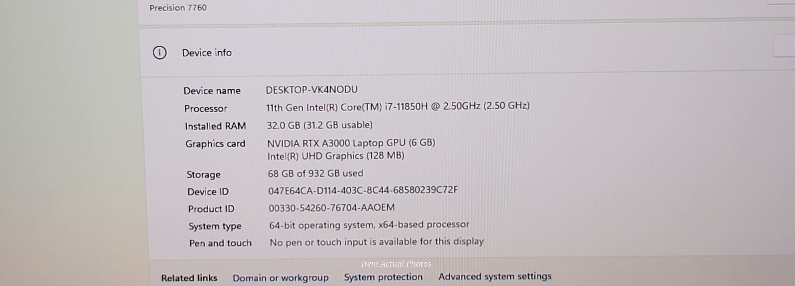 DELL PRECISION 17 7760 i7-11850H ⭐32GB RAM⭐ 1TB SSD 17.3″ RTX A3000 11 Pro