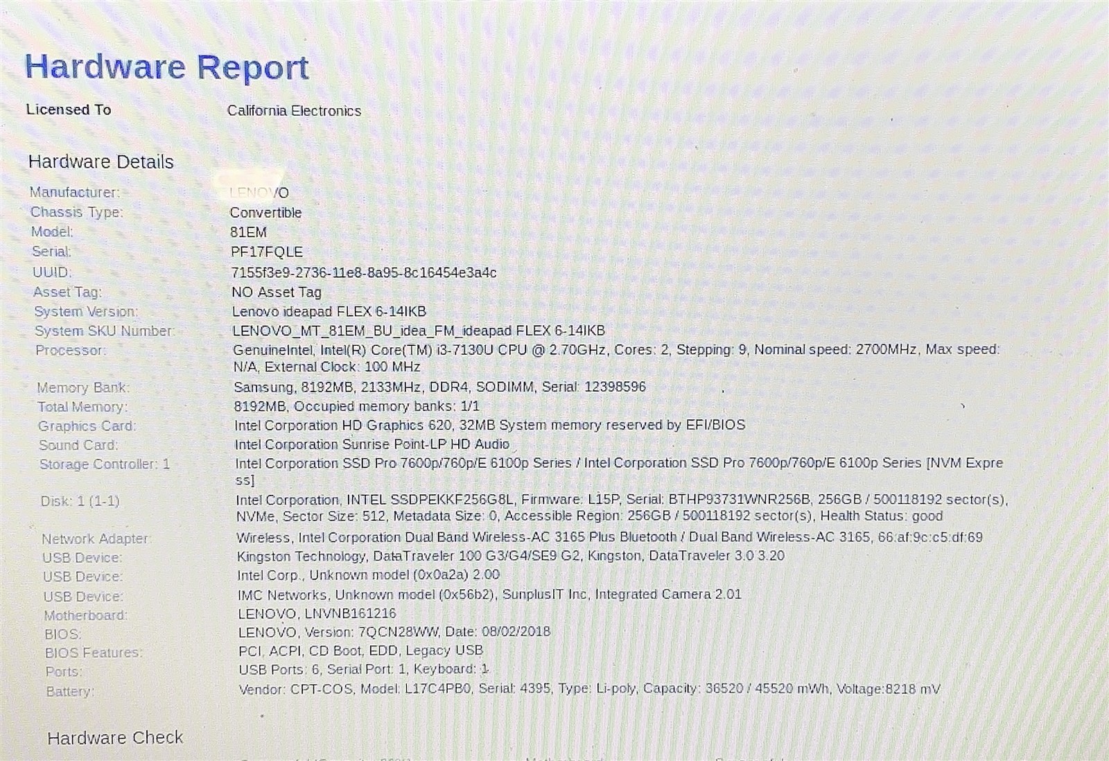 Lenovo IdeaPad Flex 6-14IKB Laptop i3 7130U 2.7GHZ 14″ 8GB 256GB NVMe Windows 11