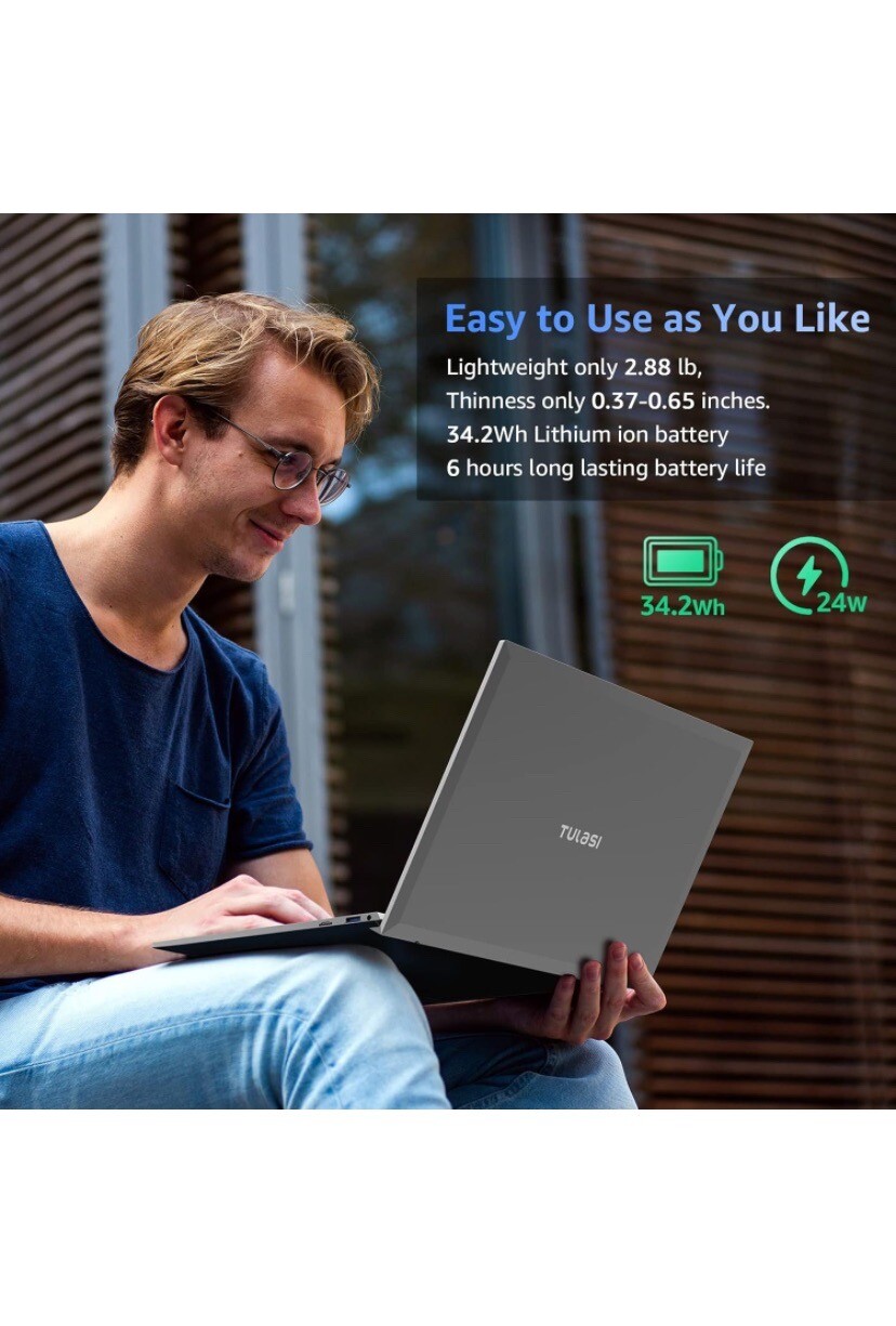 Tulasi Laptop Computer, 12GB RAM,512GB SSD,Intel Quad-Core Processor up to2.7GH