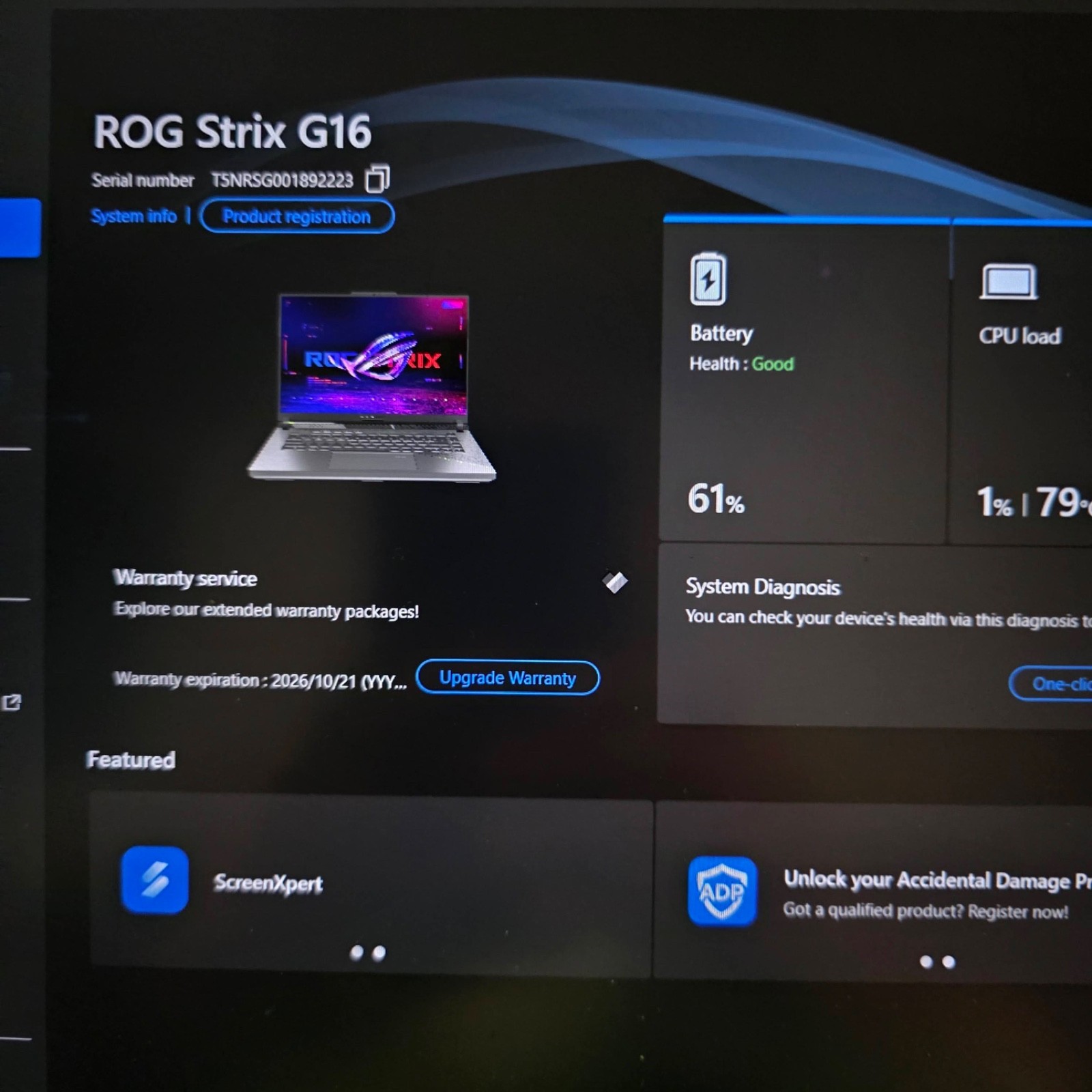 ASUS ROG Strix G16 FHD+ 165Hz Ryzen 9 8940HX 32GB 1TB RTX 5070Ti 140W 12GB WNTY