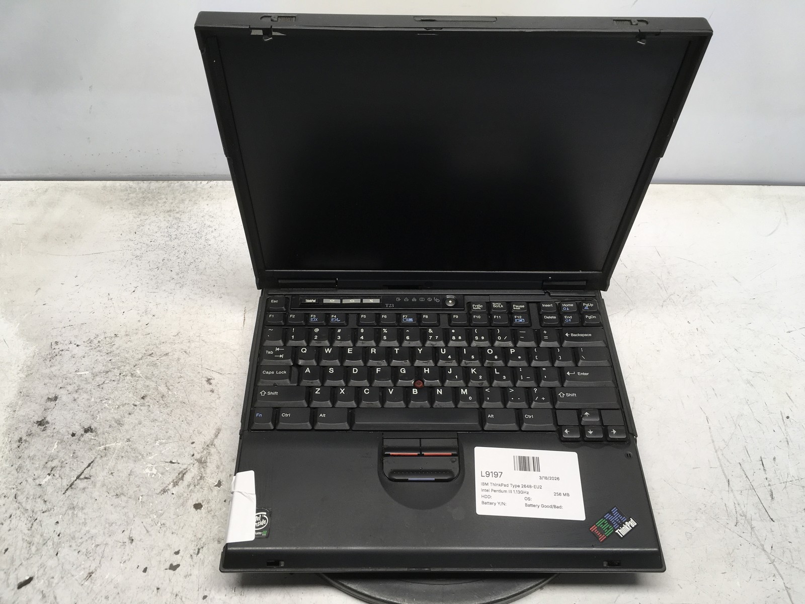 IBM ThinkPad Type 2648-EU2 Intel Pentium III 1.13GHz 256 MB NO HDD No Batt