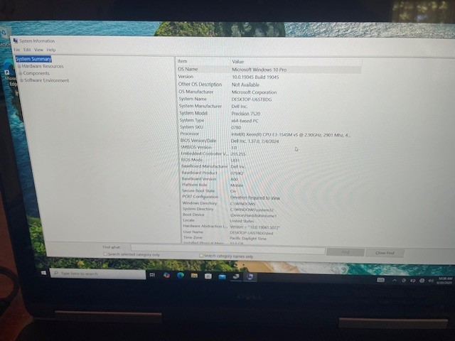Dell Precision 7520 15.6″ XEON CPU E3-1545M V5 @2.9GHz 32GB, 512 SSD