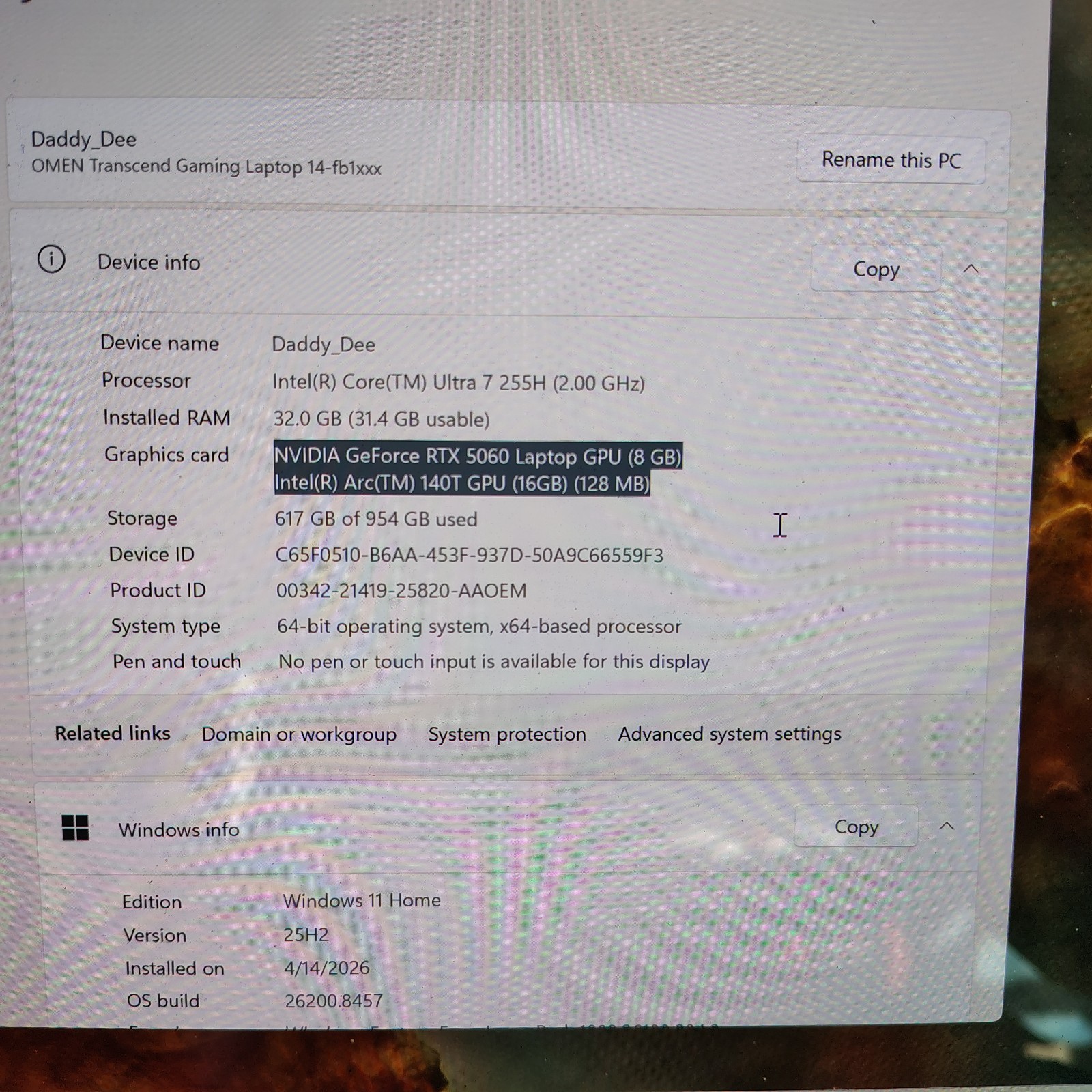 HP OMEN Transcend 14 OLED Gaming Laptop Ultra 7-255H 32GB 1TB RTX 5060
