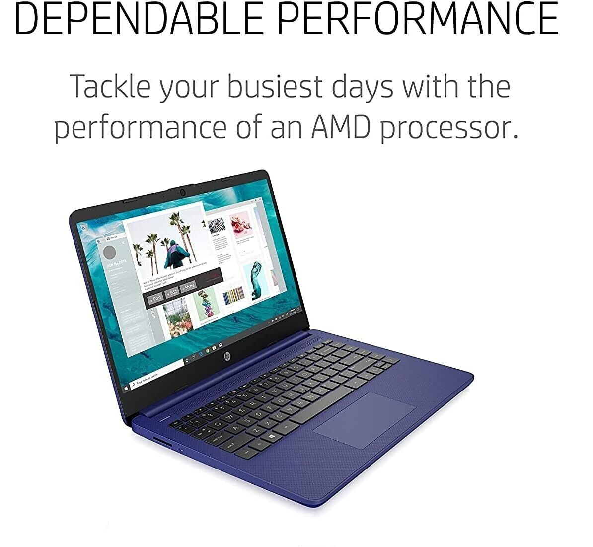 HP 14″ HD Touchscreen Laptop AMD 3020e 16GB 320GB Radeon Graphics Indigo Blue