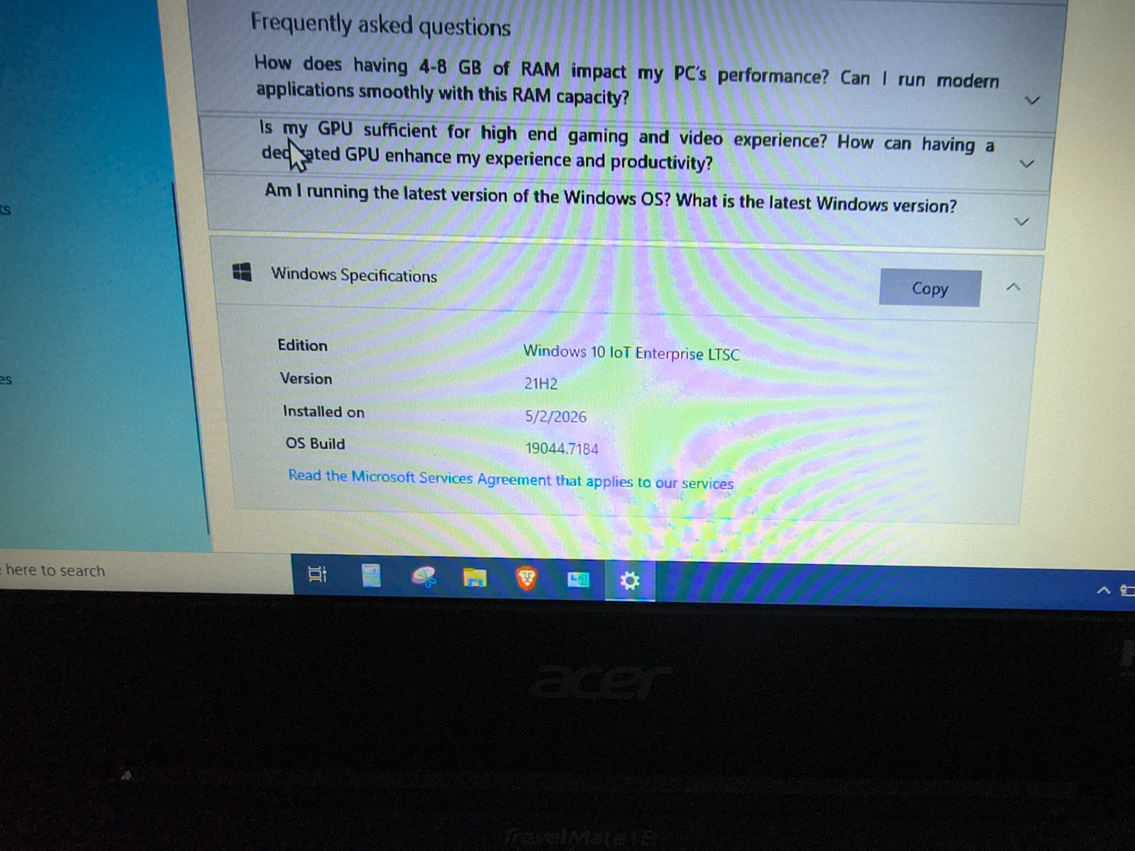 Acer TravelMate B118-M , N4000 4GB Ram 64GB SSD Windows 10 IoT Enterprise LTSC