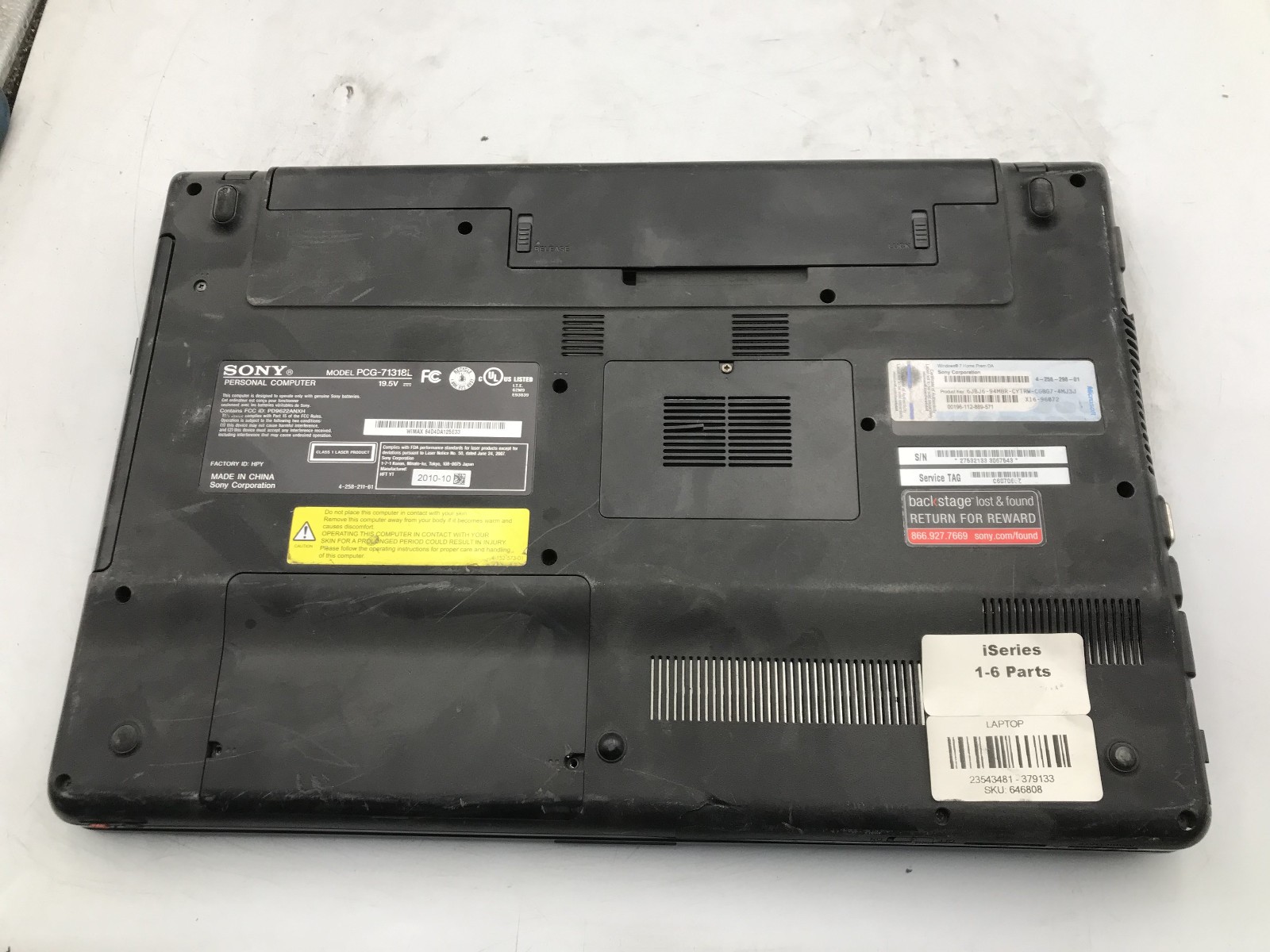 SONY VAIO PCG 71318L – FOR PARTS/REPAIR – INTEL I3 350M – 4GB RAM – READ DESC-BB