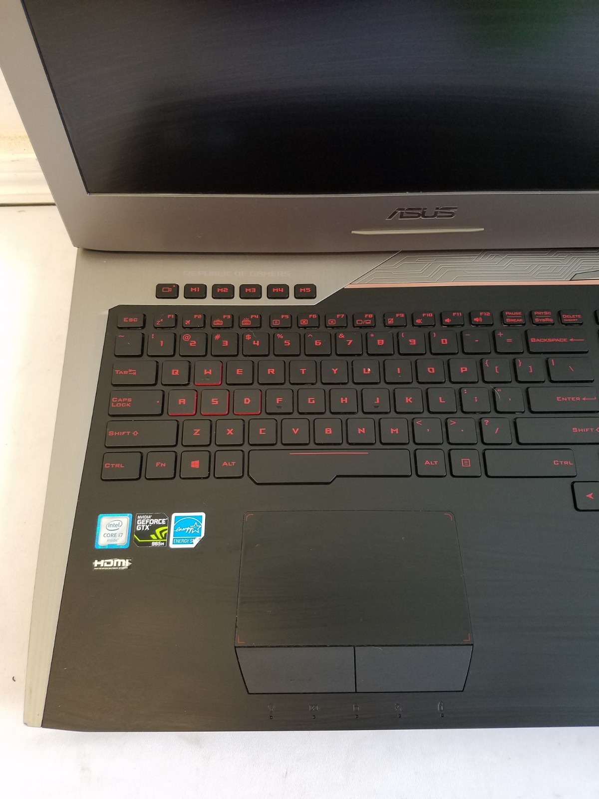 ASUS G572V Gaming Laptop Intel i7-6700HQ 12GB RAM 128GB SSD BAD BATT Win 10 READ