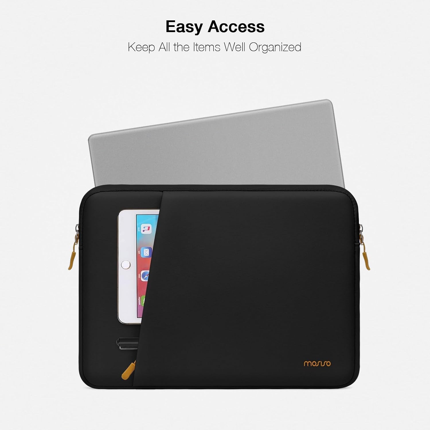 Sleeve for 13-13.3 inch Laptop, Neoprene Carrying Bag with Bevel Pocket, Black
