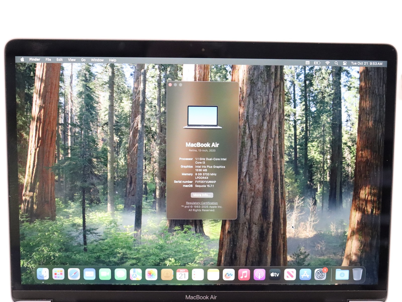 Apple MacBook Air Retina 13″ A2179 Core i3 8GB 256GB SSD – Bad Battery Read