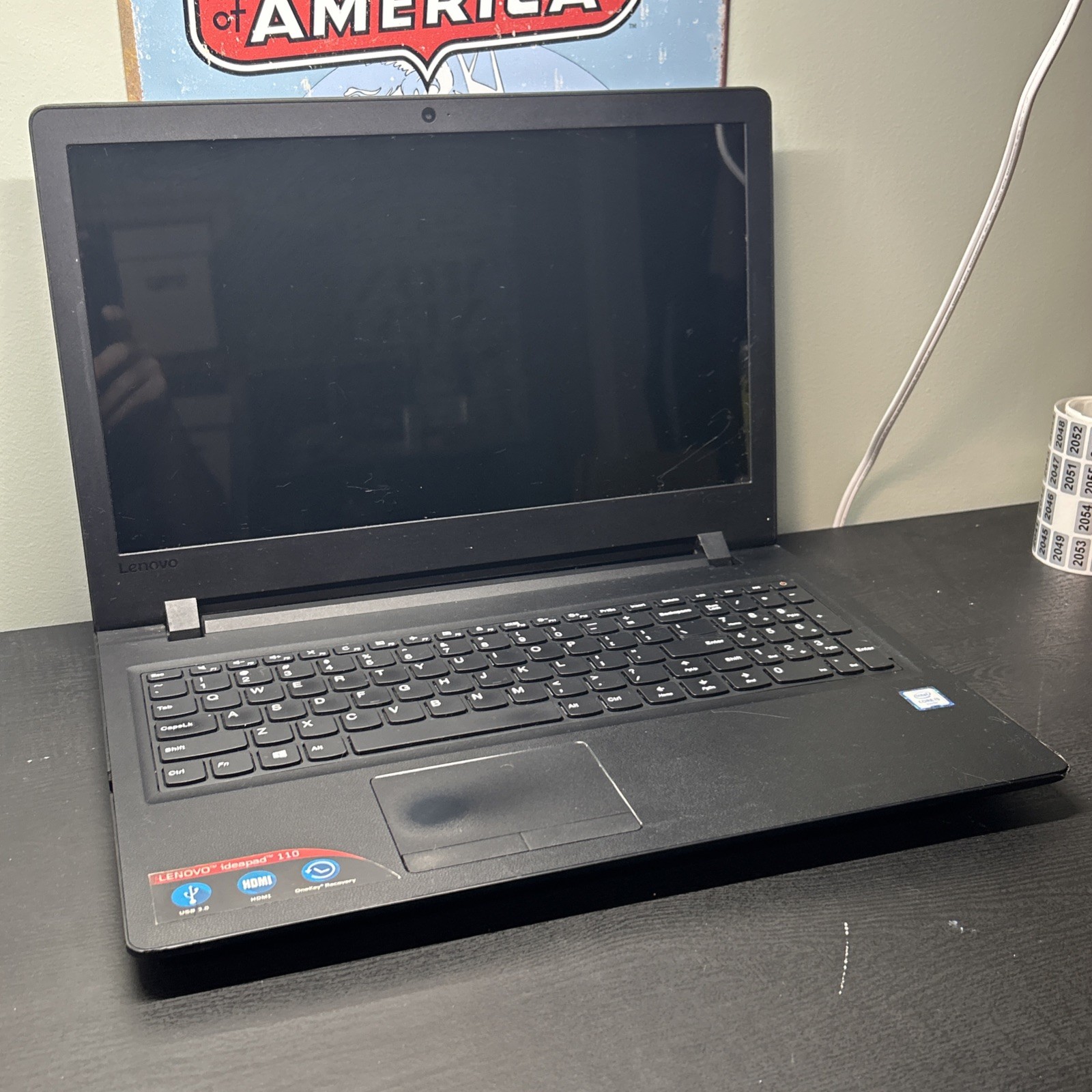 Lenovo Ideapad 110 Laptop – Good Screen – Intel i3-6100U Parts, No Charger