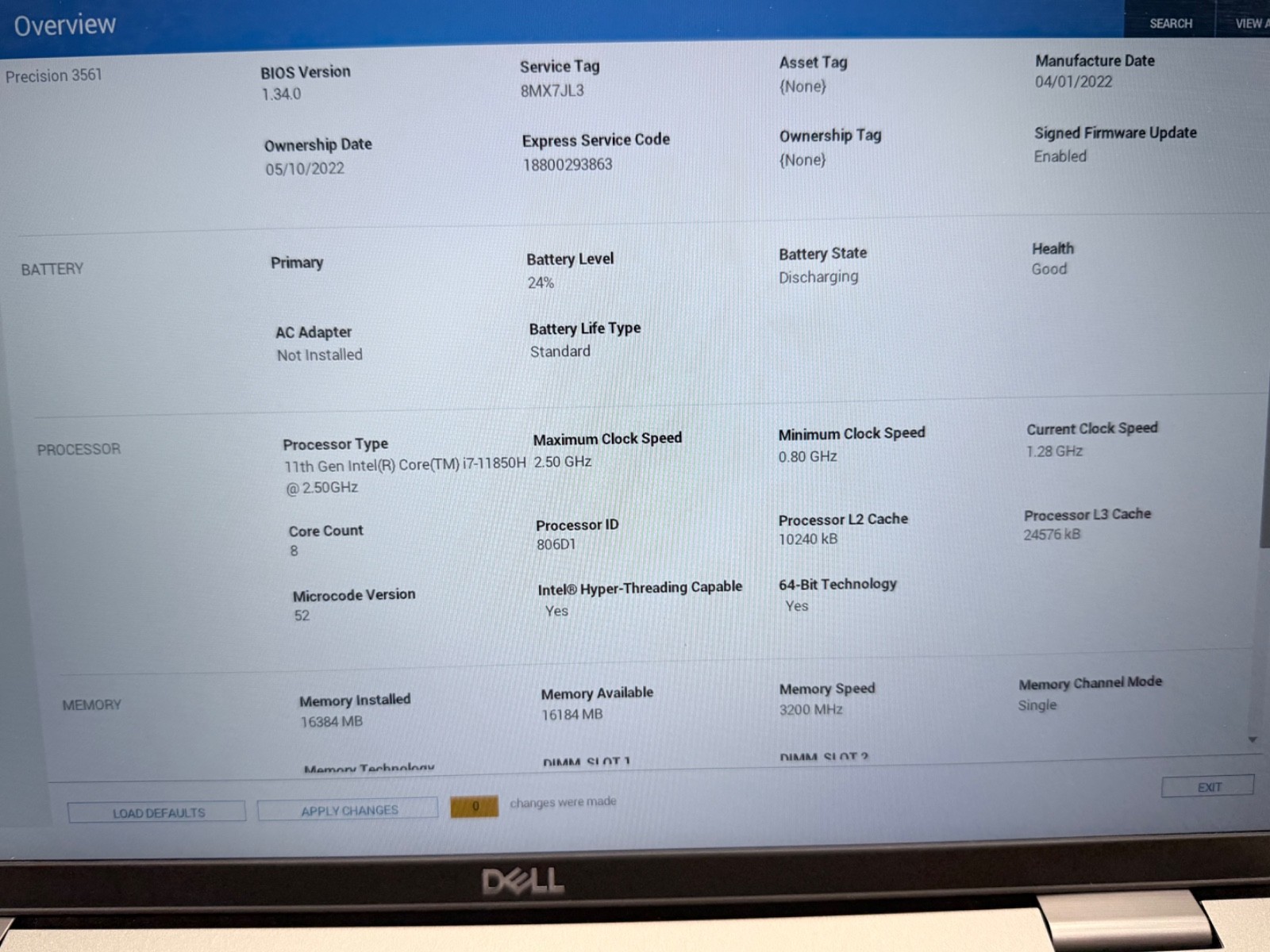 Dell Precision 3561 Laptop + Dock | i7-11800H 16GB 256GB SSD T1200 15.6″ – SP71