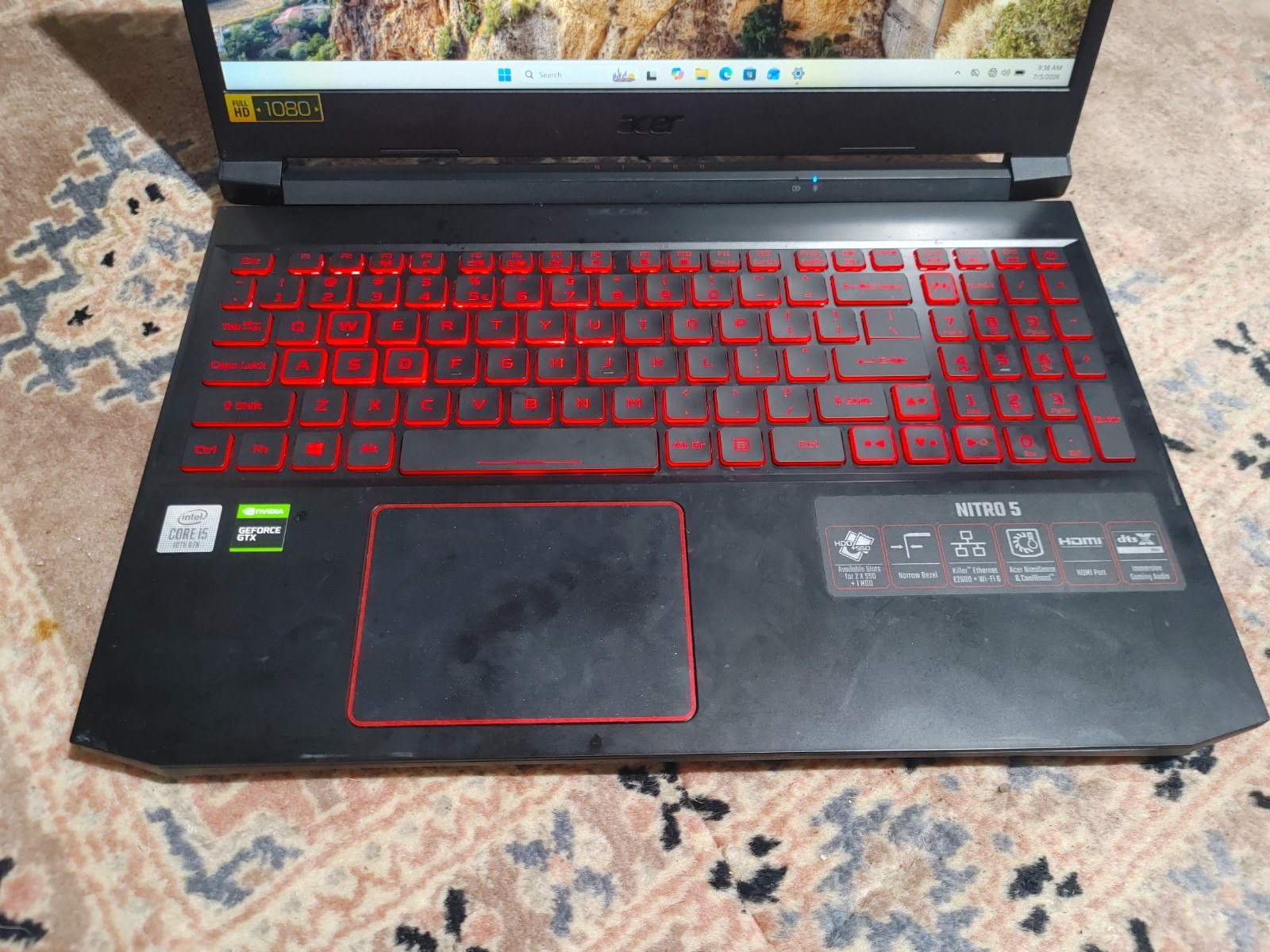 Acer Nitro 5 N20C1 Gaming Laptop i5-11400H, 8GB RAM, 256GB SSD, GTX 1650, Win11