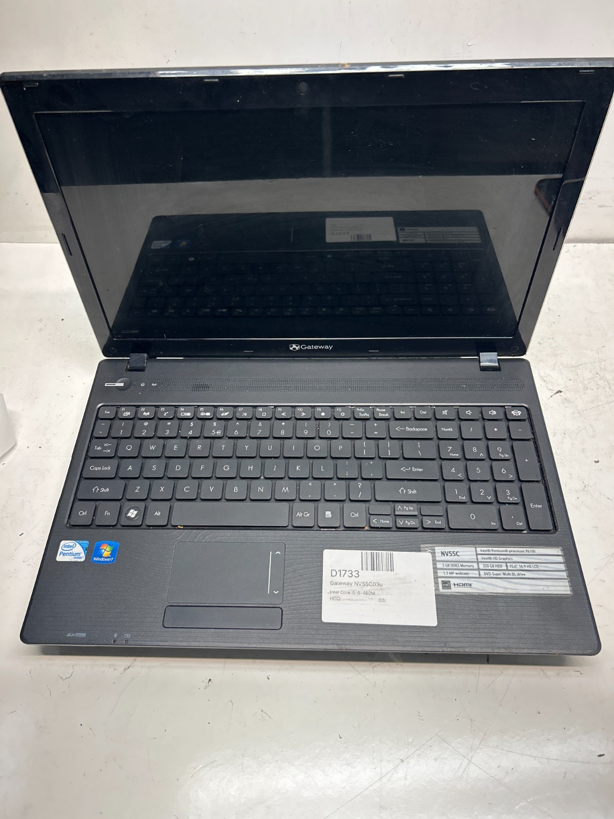 Gateway NV55C03u Intel Core i5-480M NO HDD