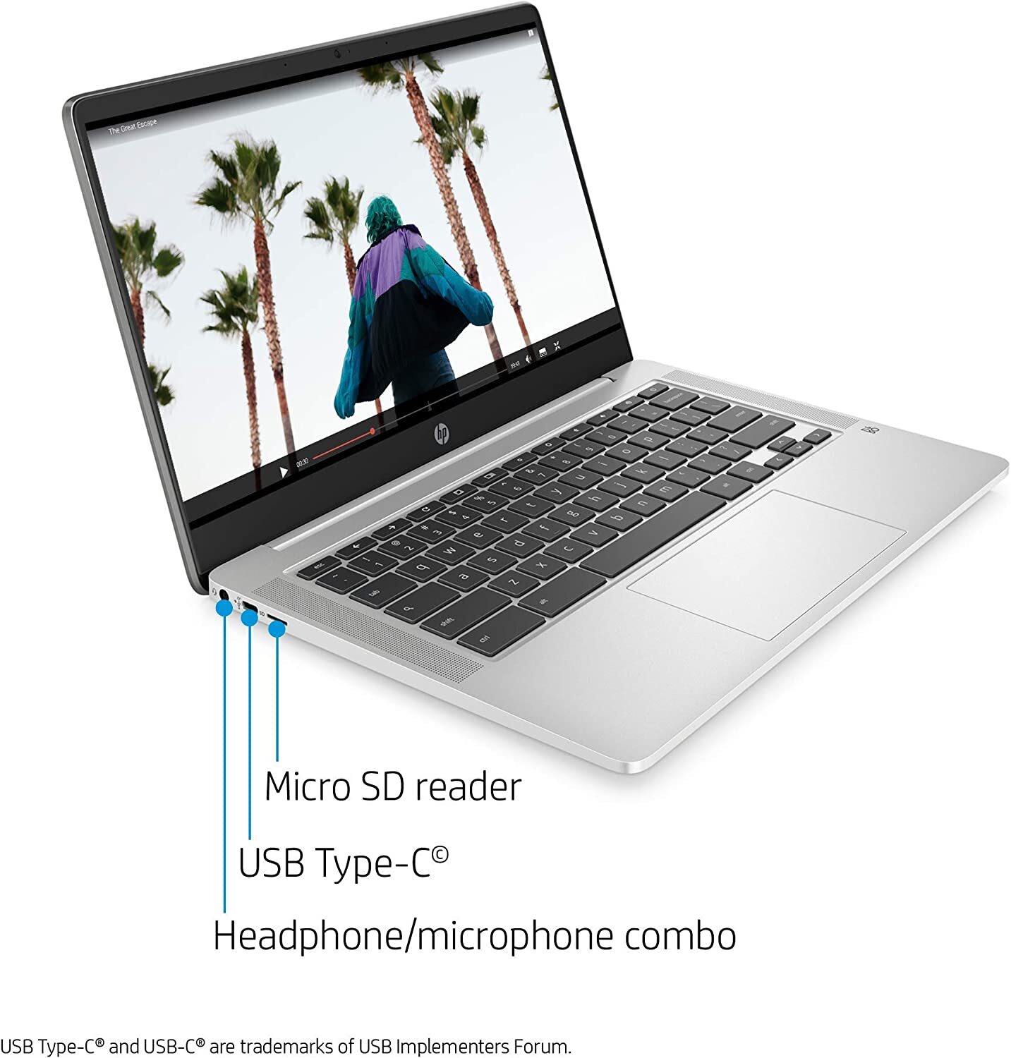 HP 14a-na0031wm 14 inch (64GB, Intel Pentium, 2.70GHz, 4GB) Chromebook – Chalkbo