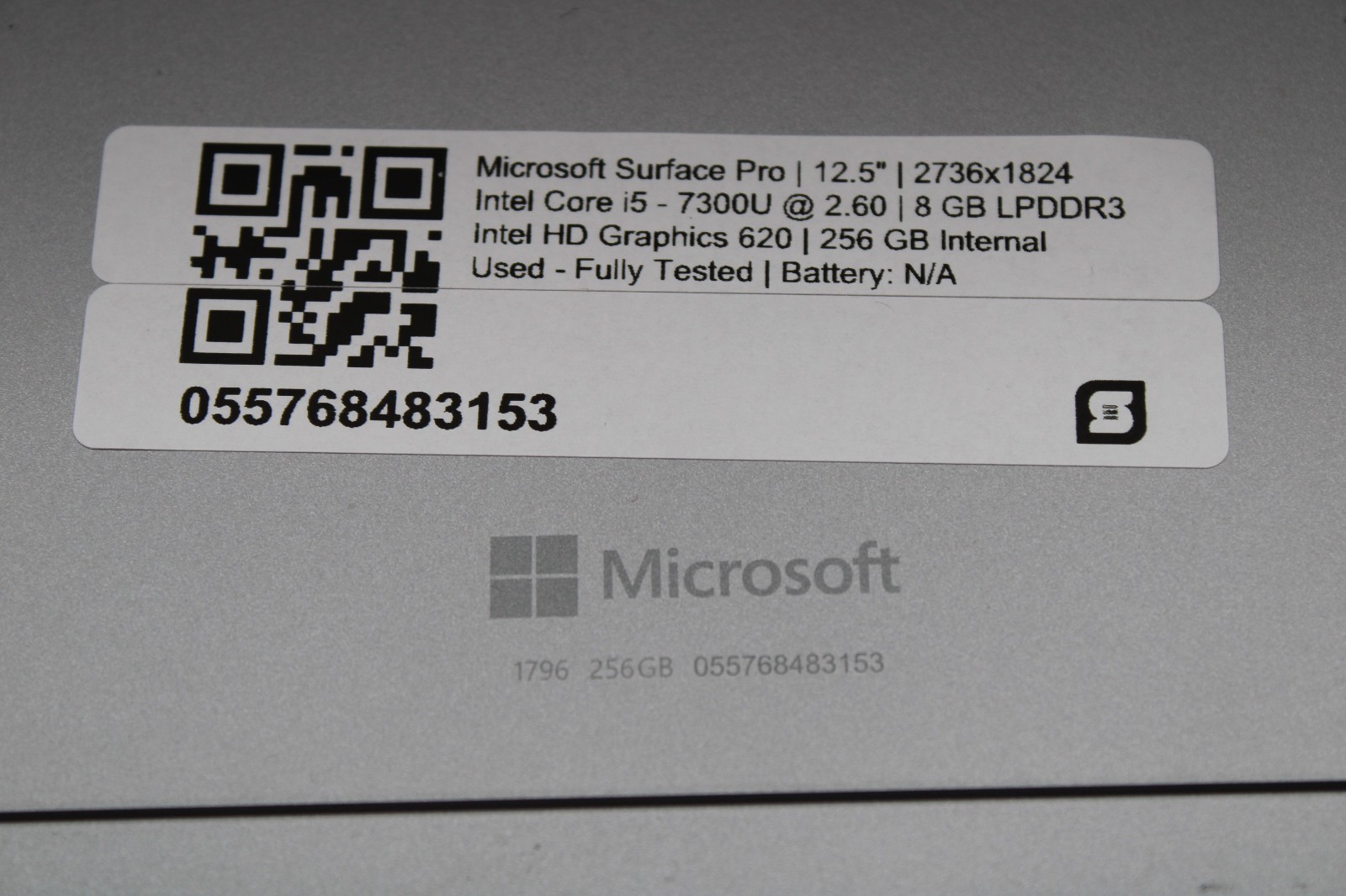 Microsoft Surface Pro 5 1796 i5-7300U @ 2.6 GHz 8GB RAM 256GB SSD No OS