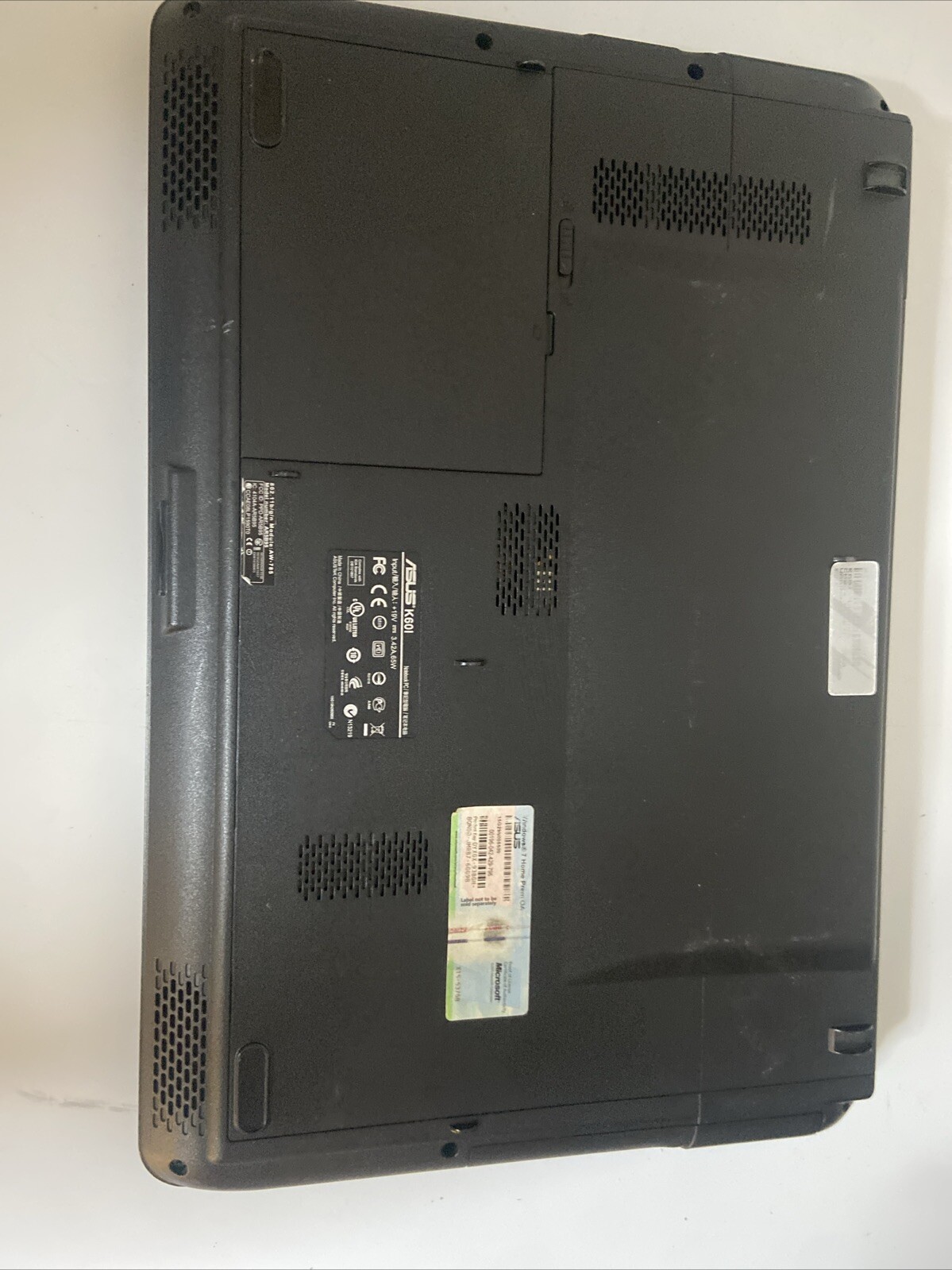 Asus K60I Notebook Bad Screen 500gb HDD 4GB Ram DualCore T4400 2.2GHz FOR PARTS!