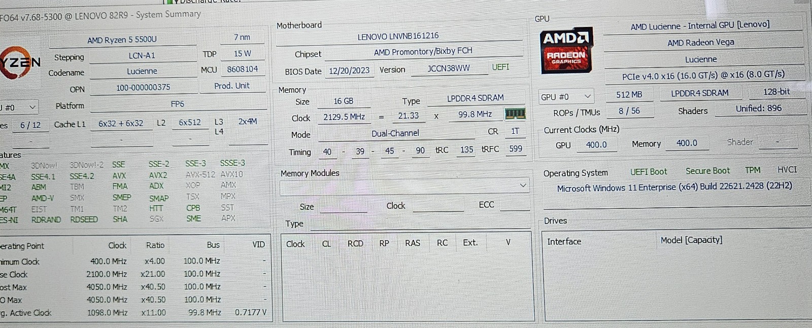 Lenovo IdeaPad Flex 5 14ALC05 Ryzen 5 5500U 16GB RAM No SSD No OS