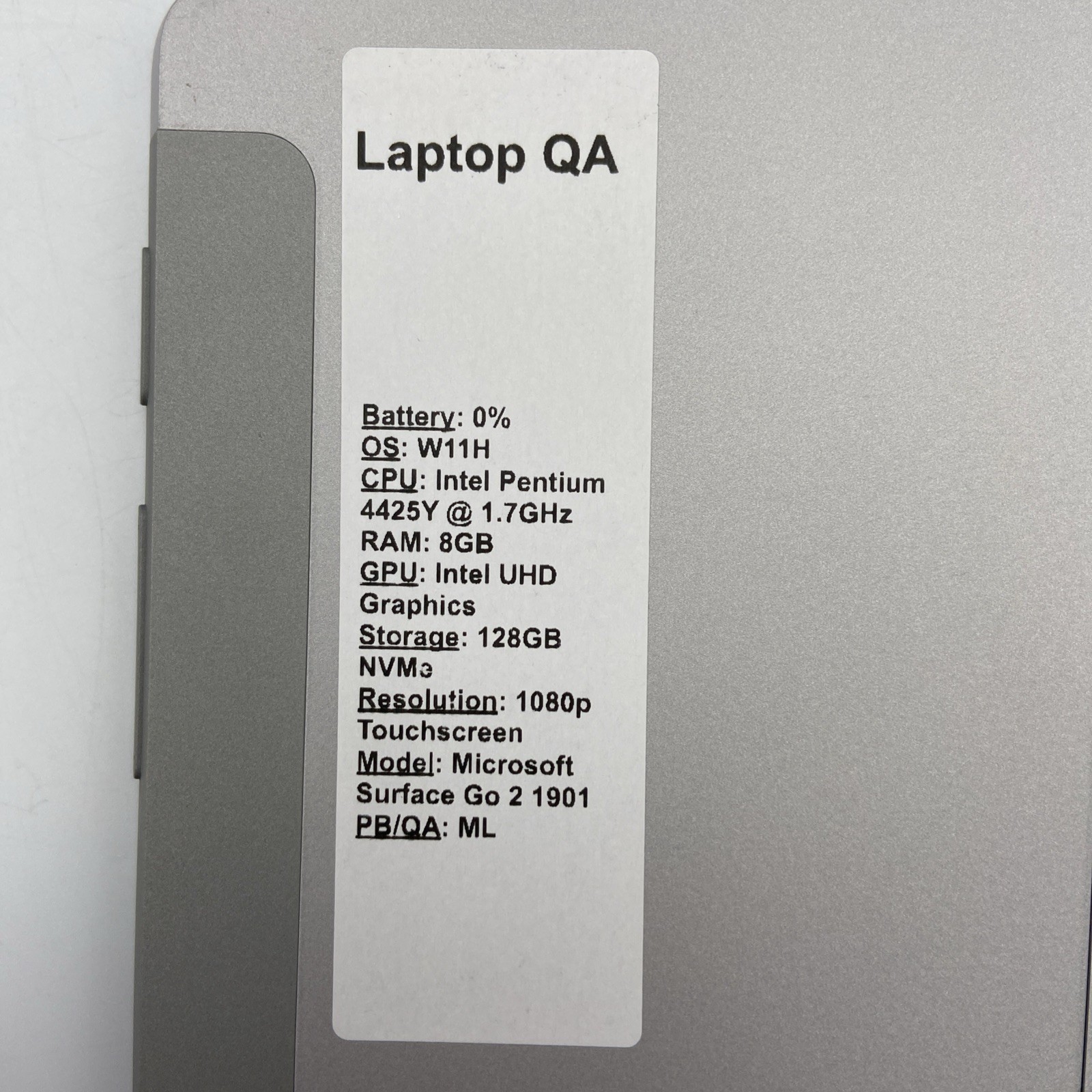 Microsoft Surface Go 2 1901 Pentium 4425Y @ 1.7GHz 8GB RAM 128GB NVMe W11H