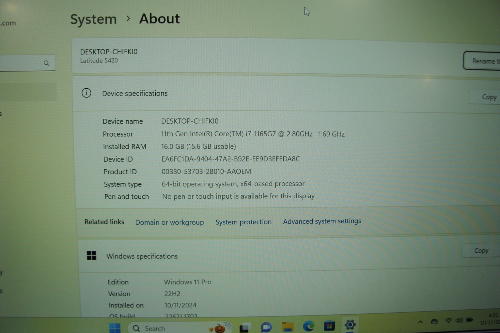 Dell Latitude 14 5420 FHD Intel Core i7 11th Gen 2.8GHz 16GB 512GB SSD Win 11PRO