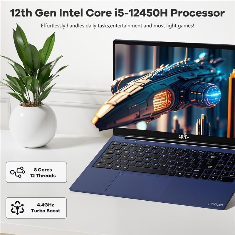 NIMO 15.6″ FHD IPS Laptop Intel i5-12450H 8 Cores 16GB RAM 512GB SSD
