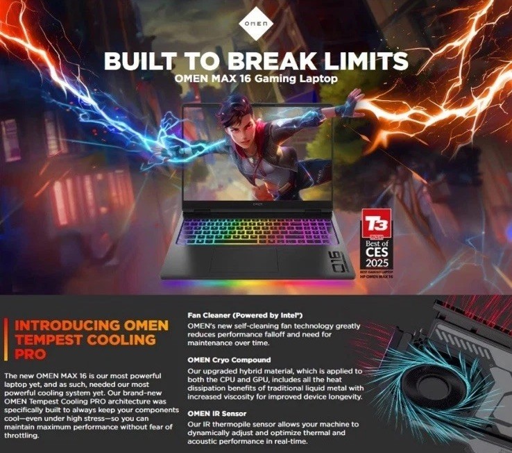 HP Omen 16-ap0047nr Black Gaming Laptop 16.0″ AI 7 350 16GB 1TB RTX 5060