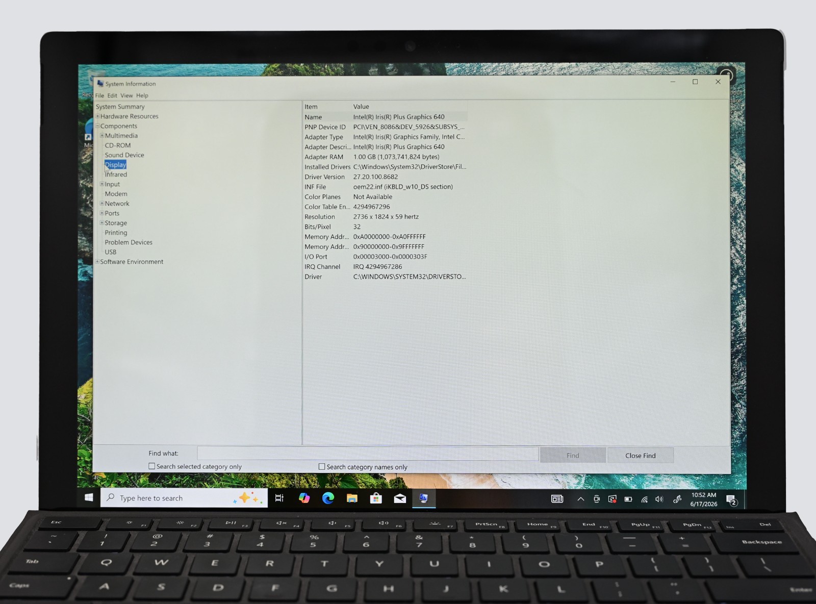 Microsoft Surface Pro 6 1796 i7-7660u 2.5GHz 8GB RAM 256GB SSD Win 10P