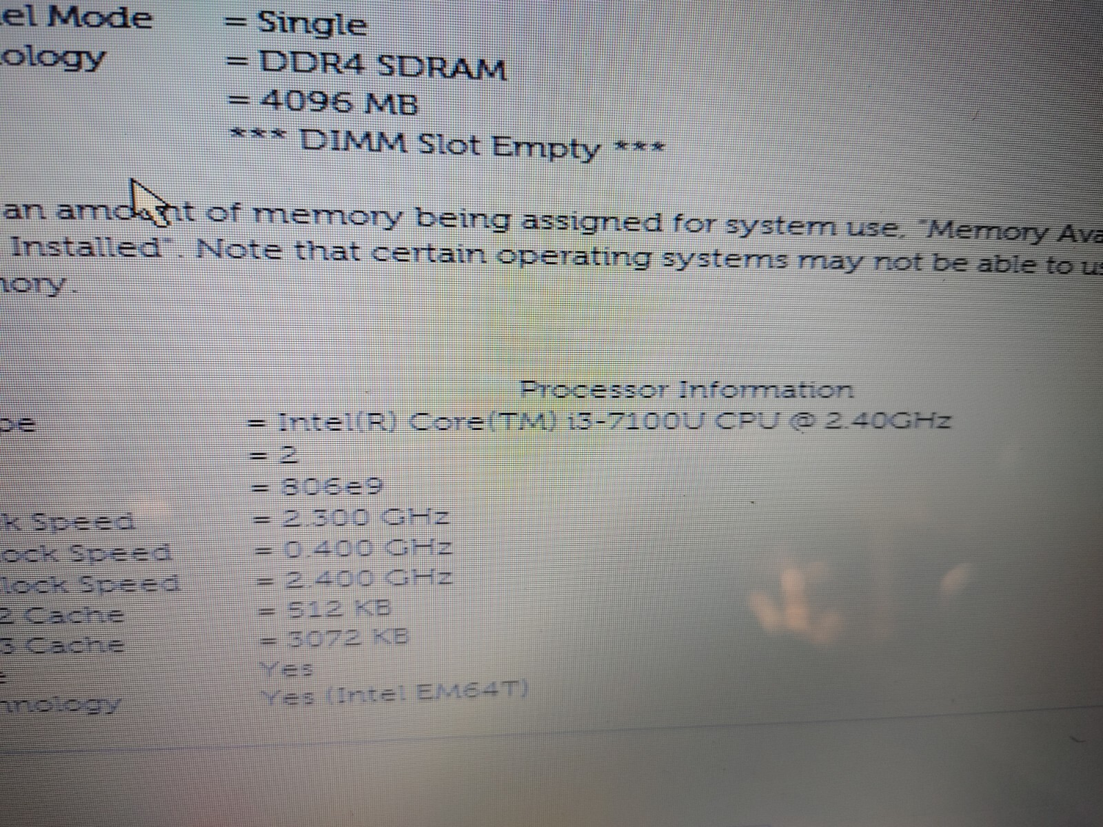 DELL INSPIRON 15 3567 CORE i3-7100U @ 2.4 GHz, NO RAM ,NO HD , FOR PARTS ONLY