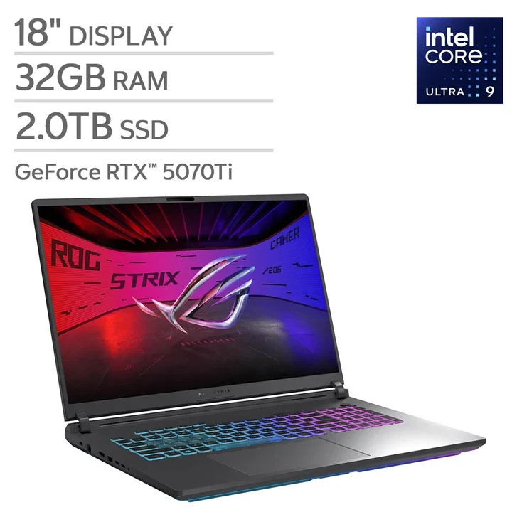 ASUS ROG Strix G18 18″ 2.5K 240Hz/3ms Ultra 9 275HX 32GB 2TB SSD RTX 5070Ti W11H