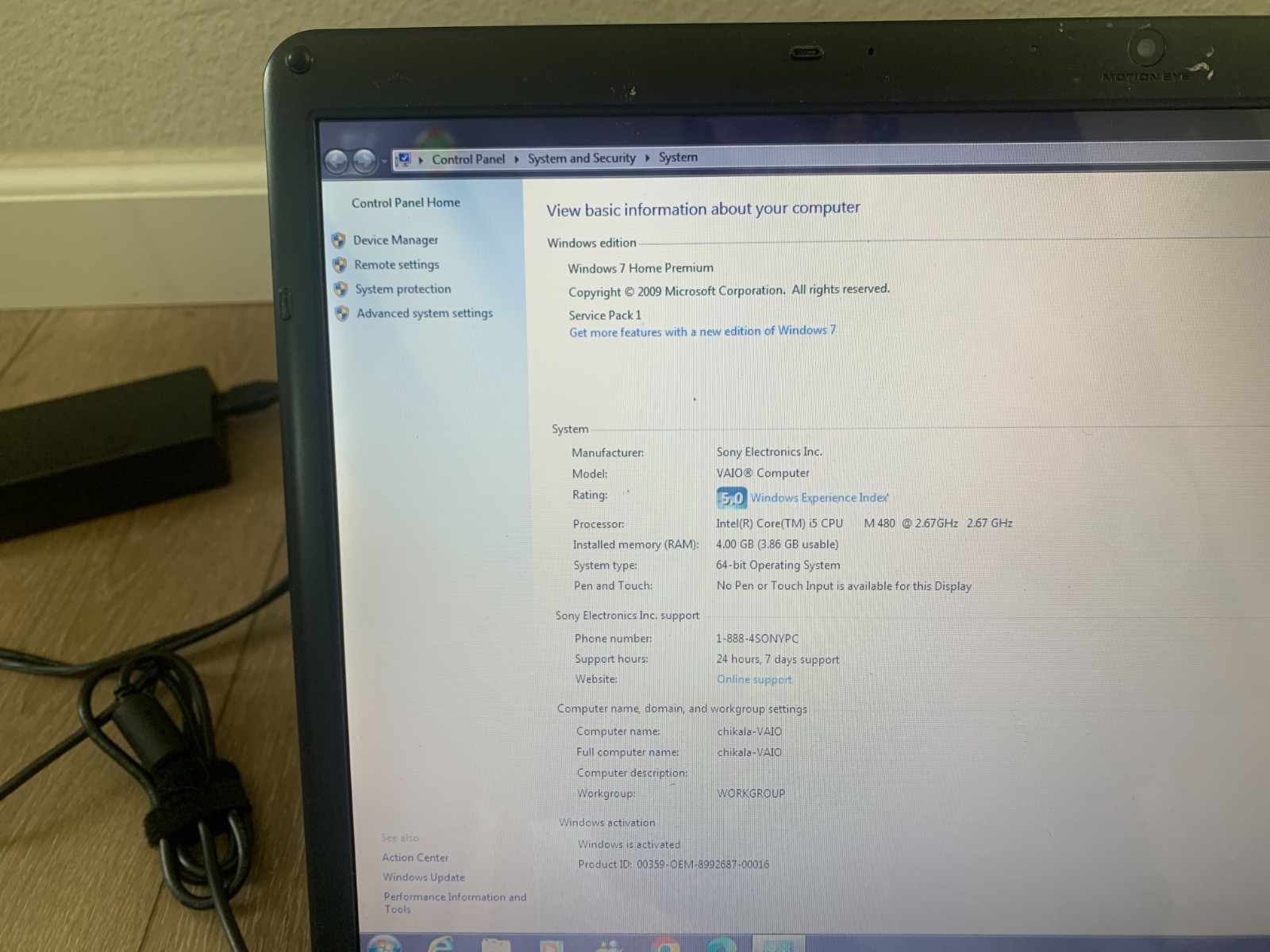 Sony VPCEC PCG-91111L 17.3″Intel Core i5 M480 2.67GHz 4GB RAM 320GB HDD Win 7