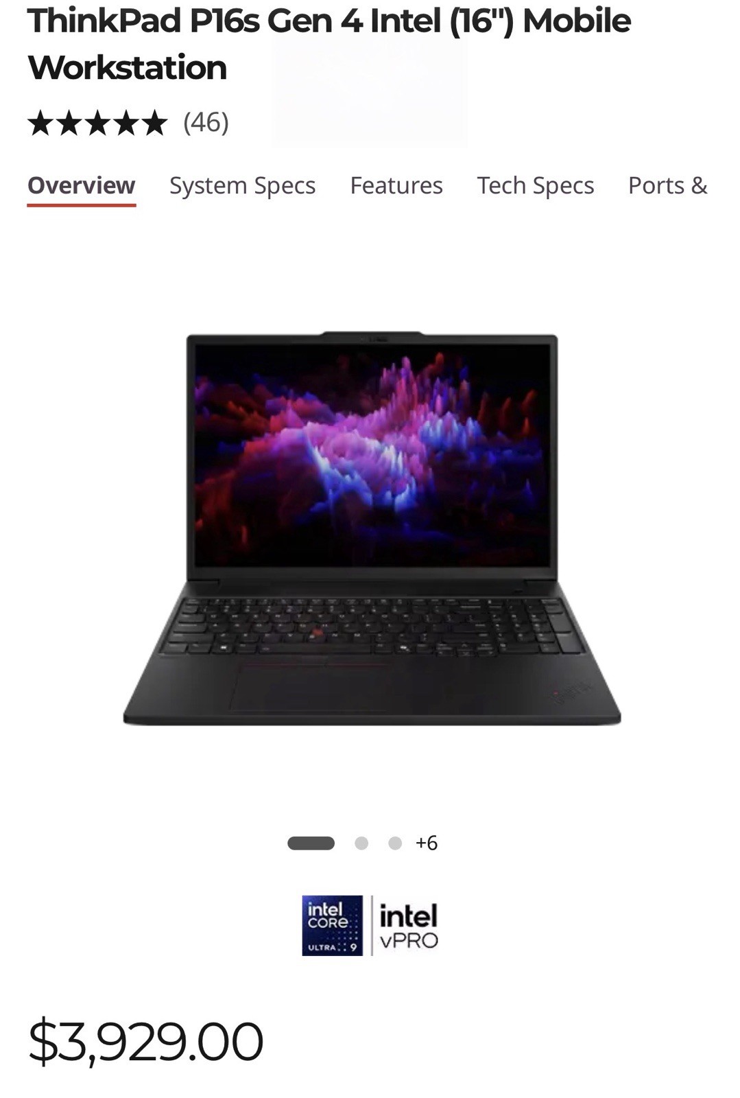 New Lenovo ThinkPad P16s Gen 4 Intel Ultra 7 255H RTX Pro 500 96GB Ram 2TB SSD