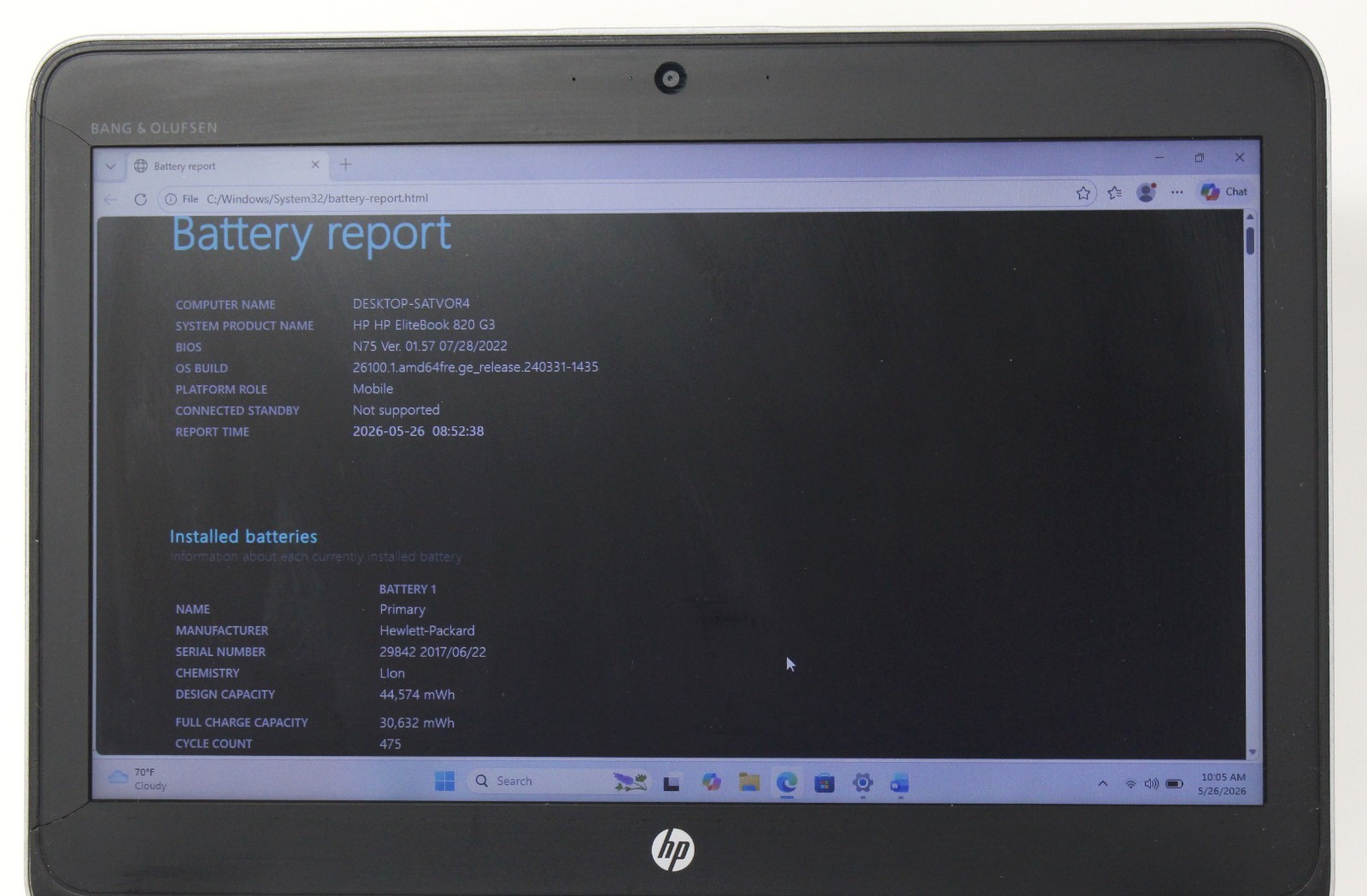 HP Elitebook 820 G3 12.5″ 2.3GHz i5-6200U 256GB SSD 8GB RAM Win 11 Pro ; 6181266
