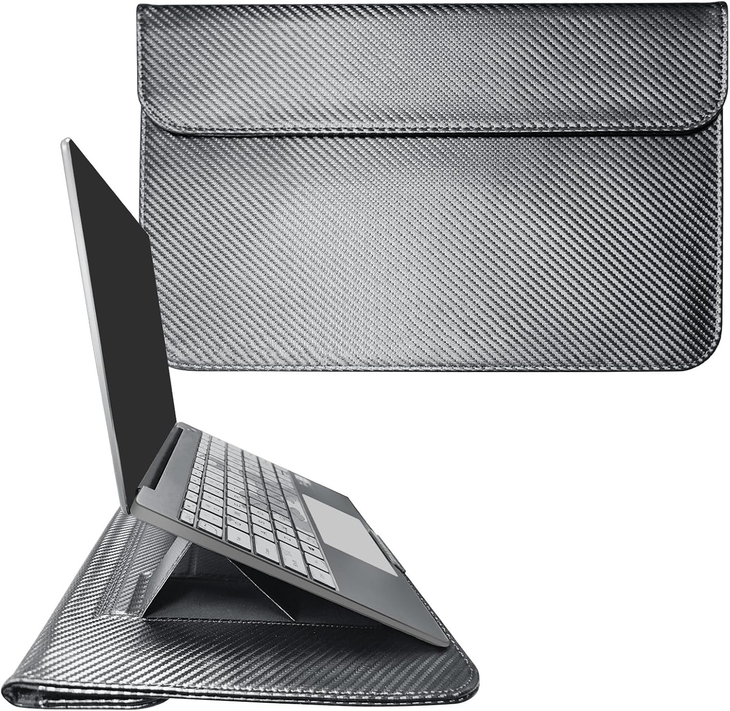 16 Inch Grey Laptop Sleeve Case with Stand, Faraday Bag for Tablets & Laptops