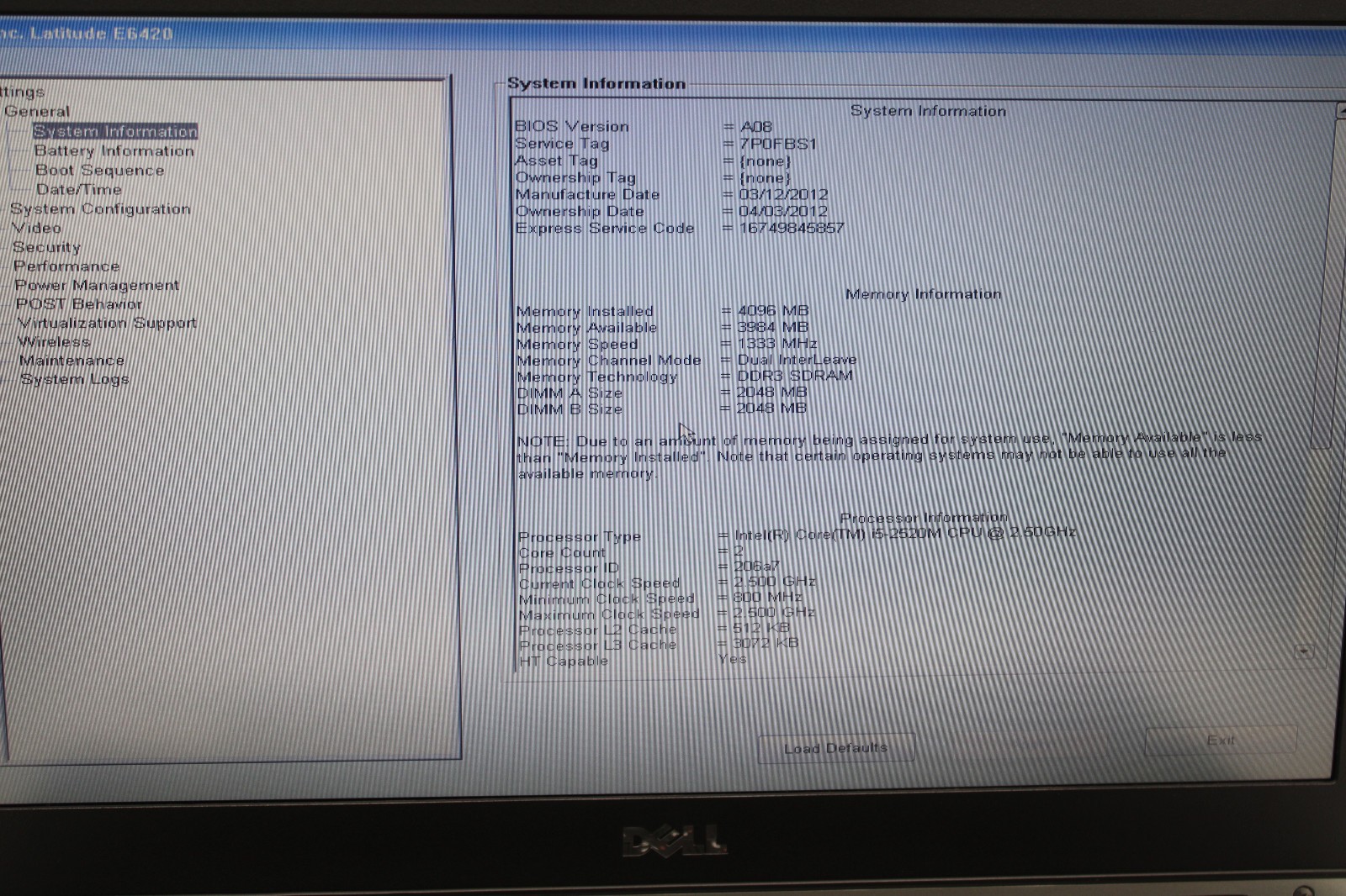 Dell Latitude E6420 _ i5-2520M _ 4GB RAM _ 480GB SSD _ No OS / Batt